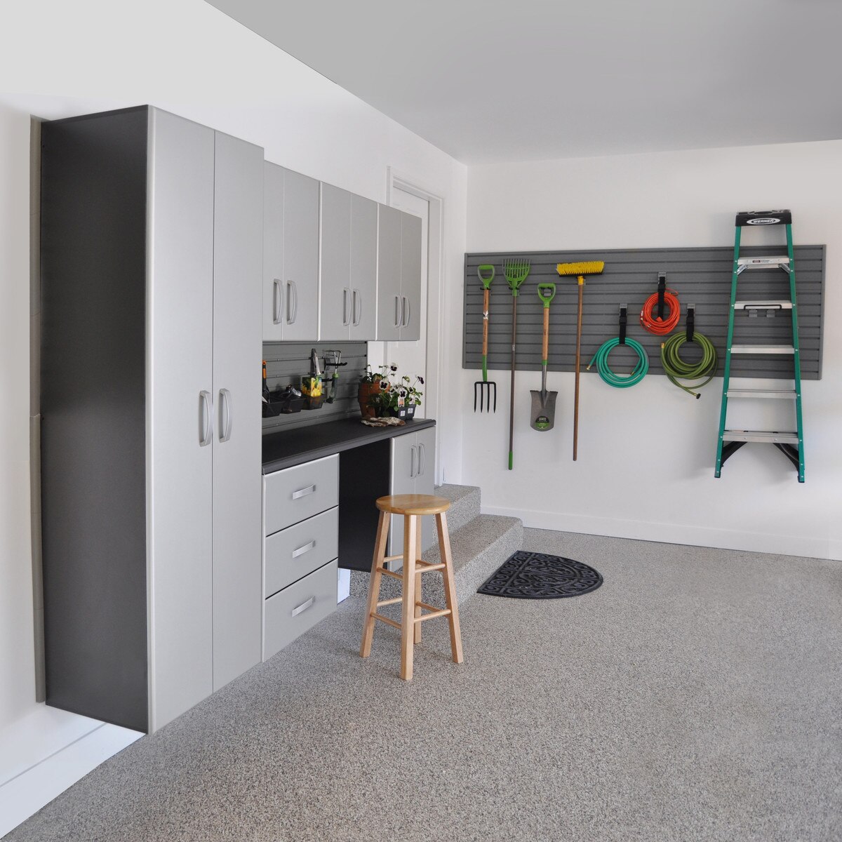 Flow Wall 7 Piece Deluxe Cabinet Storage Set - Black/Silver