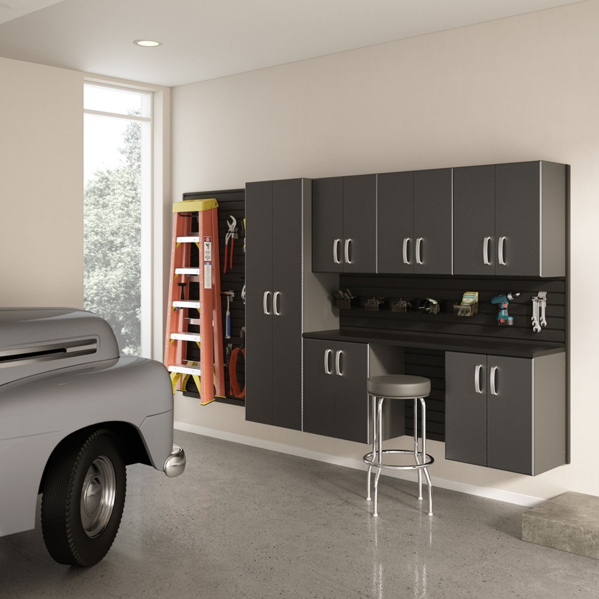 Flow Wall 7 Piece Deluxe Cabinet Storage Set - Black/Graphite