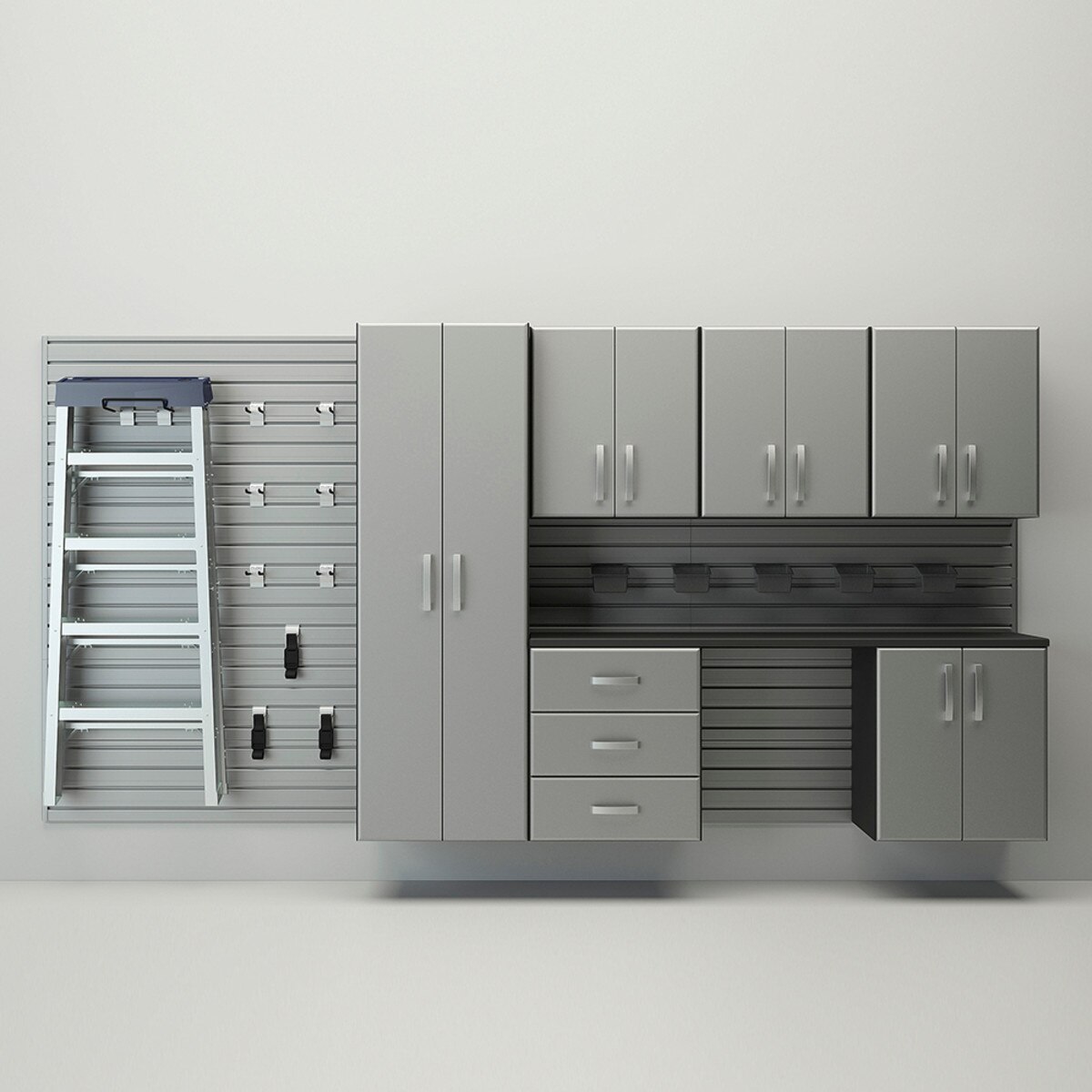 Flow Wall 7 Piece Deluxe Cabinet Storage Set - Silver