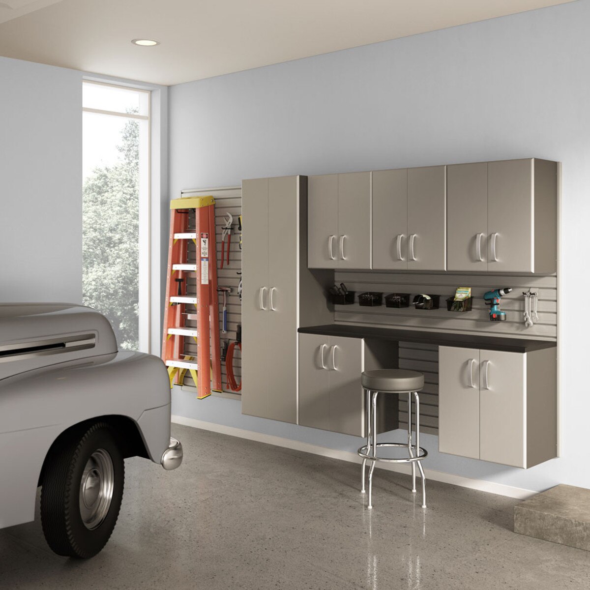 Flow Wall 7 Piece Deluxe Cabinet Storage Set - Silver