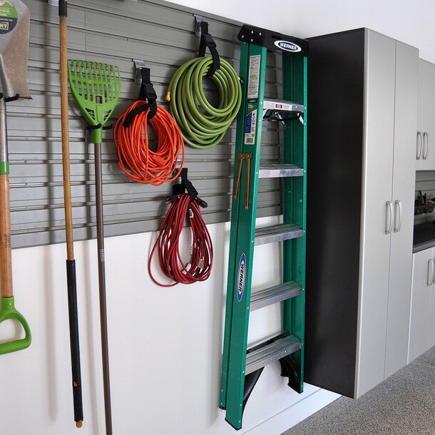 24 Piece Slatwall Panel, Tall Cabinet, Bin, Hook & Jumbo Workstation Storage Set - Silver cabinets with silver