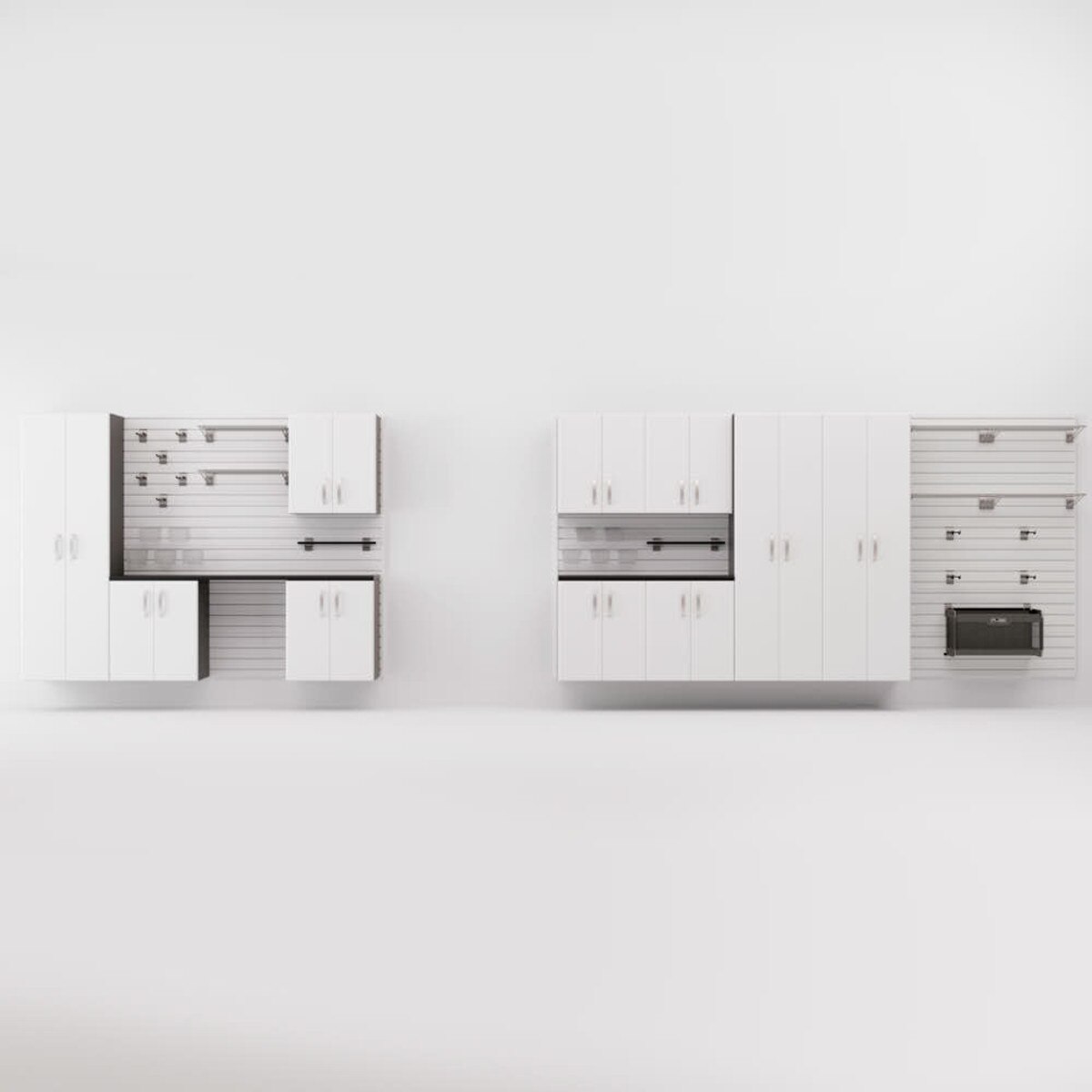 Flow Wall 12 Piece Deluxe Tall Cabinet Set - White/White