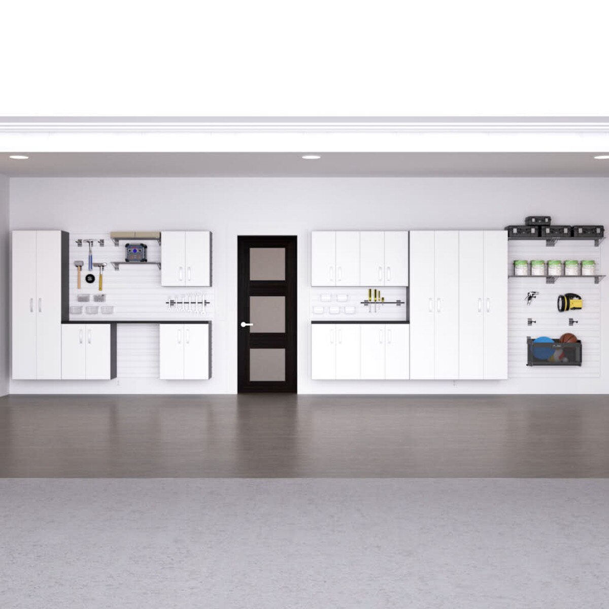 Flow Wall 12 Piece Deluxe Tall Cabinet Set - White/White