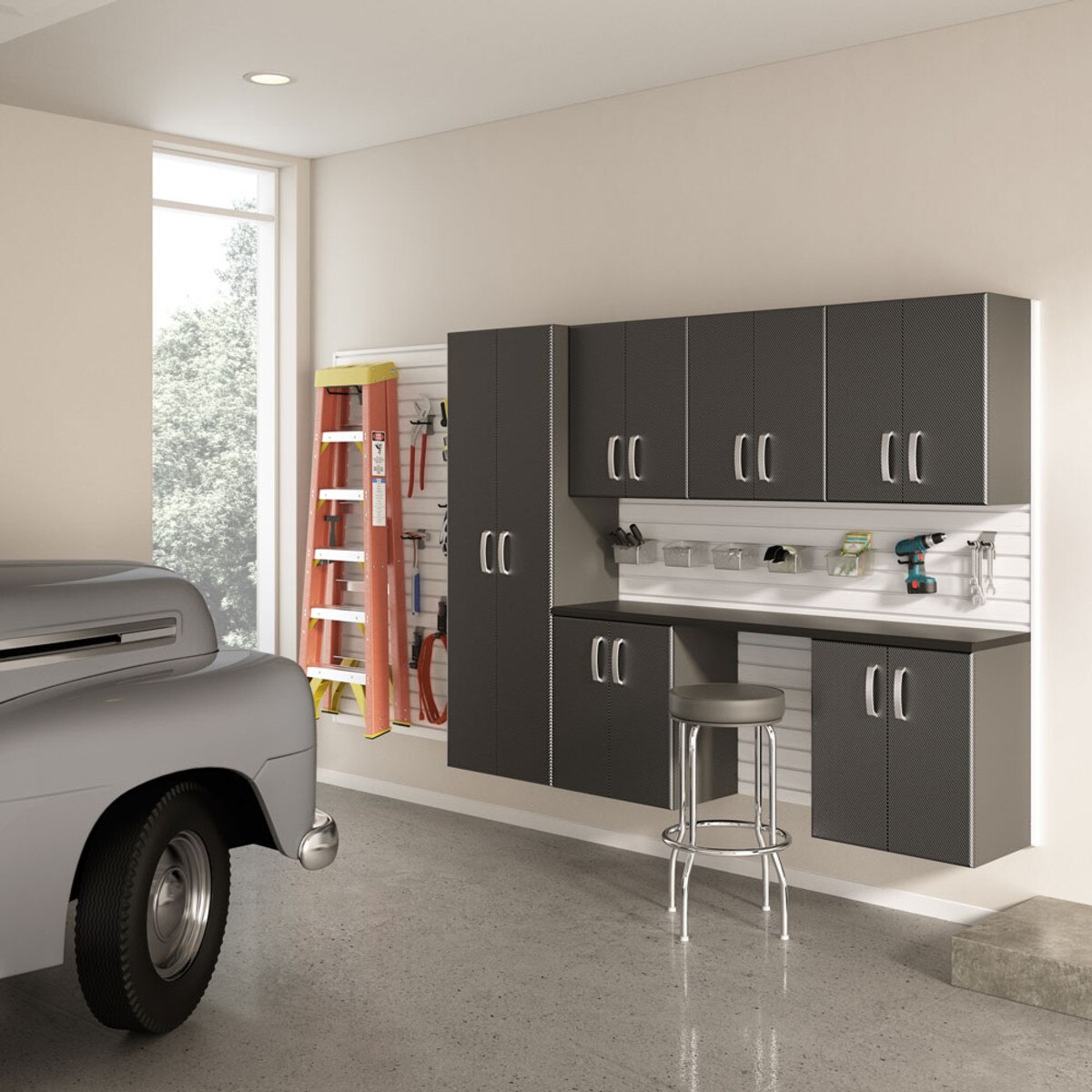 Flow Wall 7 Piece Deluxe Cabinet Storage Set - White/Graphite