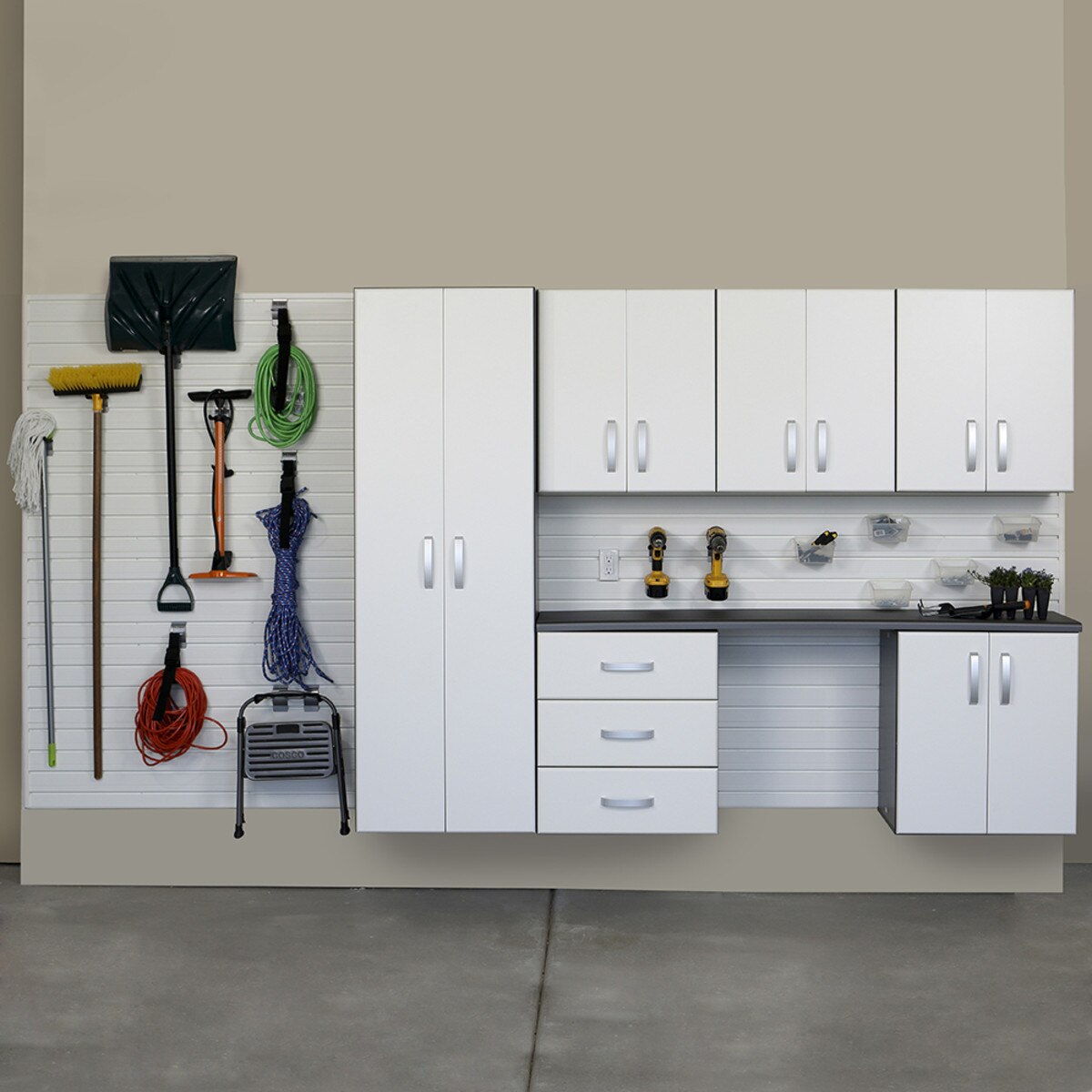 Flow Wall 7 Piece Deluxe Cabinet Storage Set - White