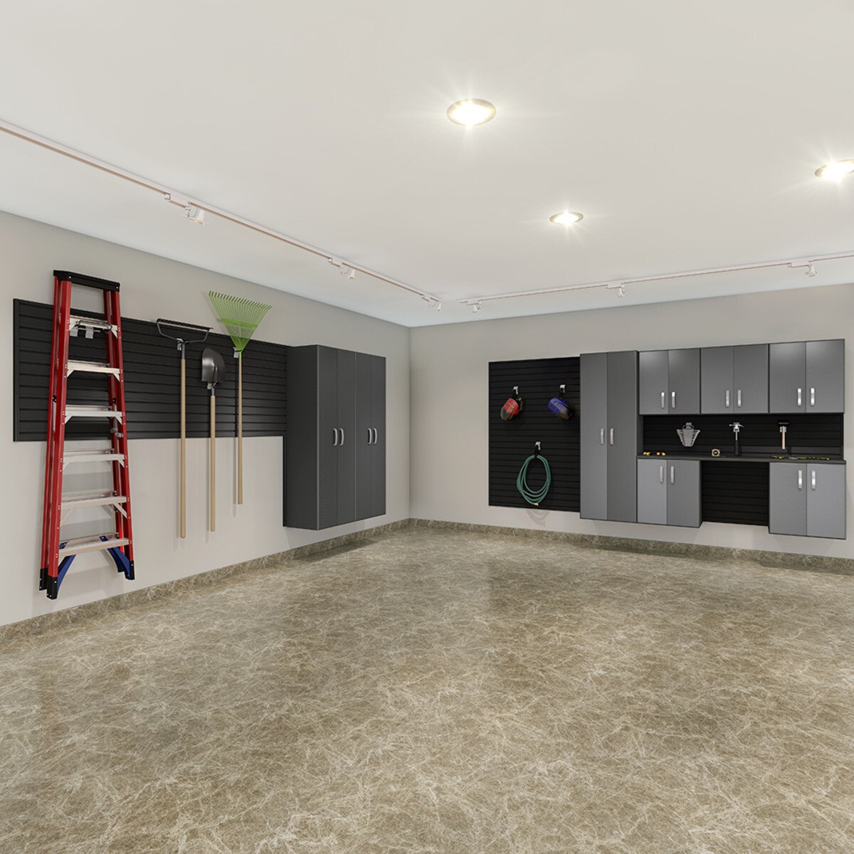 Flow Wall 9 Piece Deluxe Cabinet Garage Set - Black/Graphite