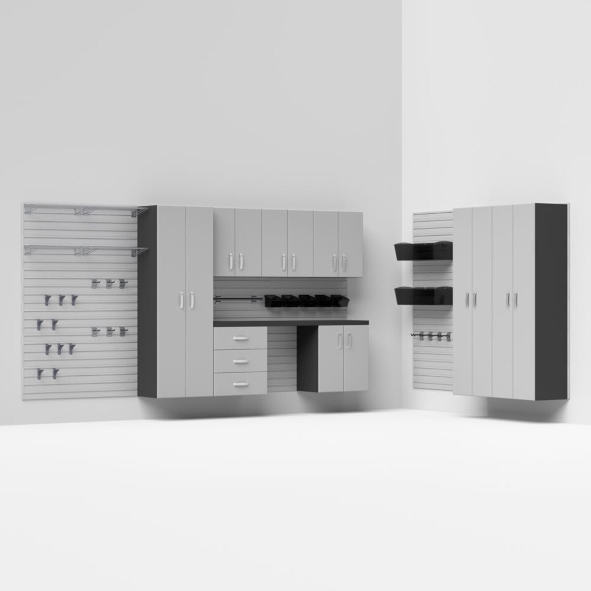 Flow Wall 9 Piece Master Workstation - Silver