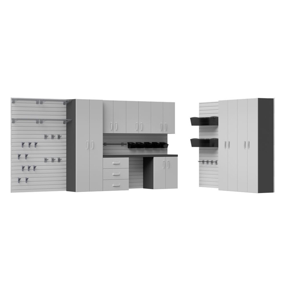 Flow Wall 9 Piece Master Workstation - Silver