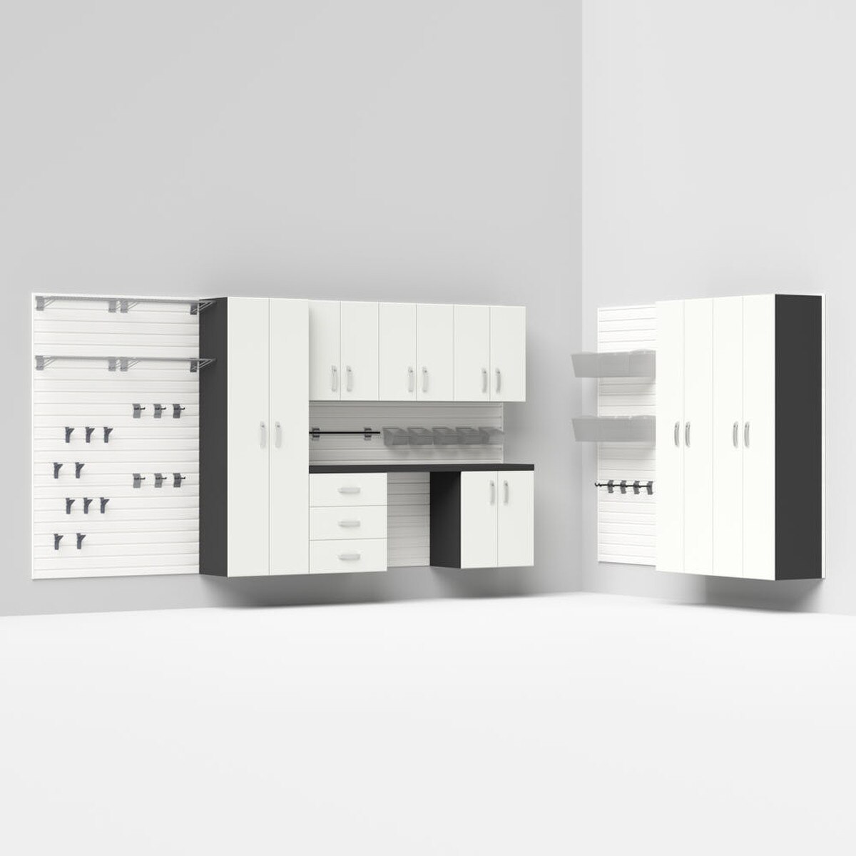 Flow Wall 9 Piece Master Workstation - White