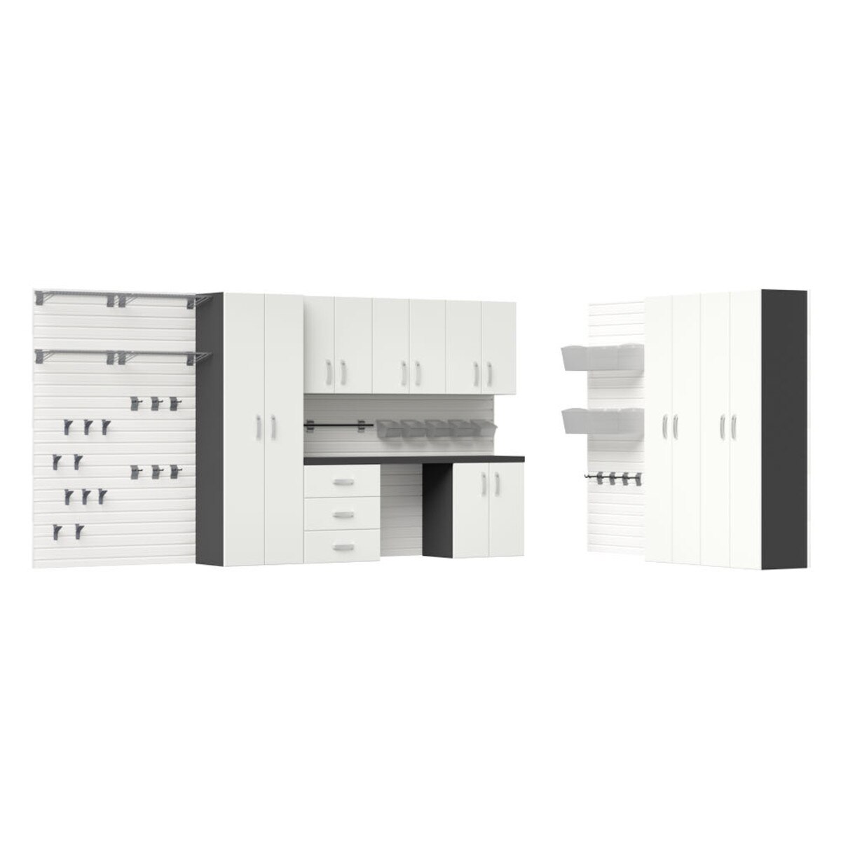 Flow Wall 9 Piece Master Workstation - White