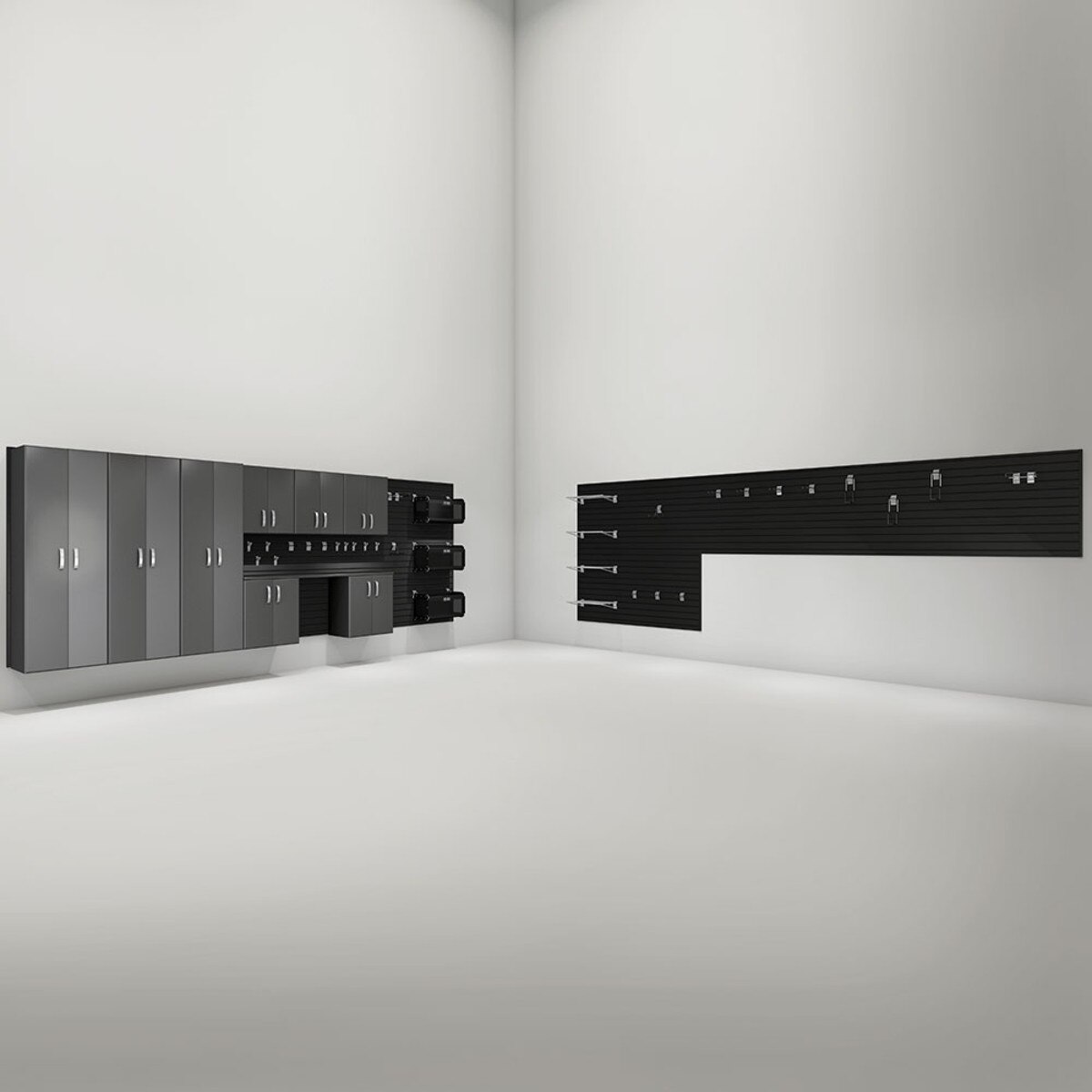 Flow Wall 9 Piece Deluxe Garage Organization Set - Black/Graphite