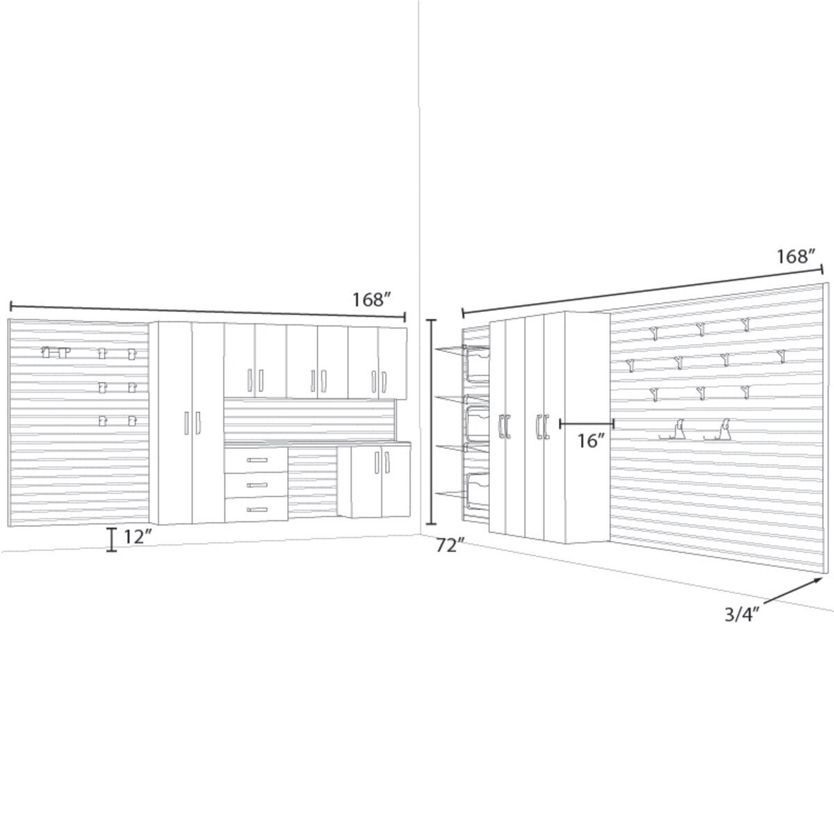 Flow Wall 9 Piece Jumbo Cabinet Storage Set - Graphite/White