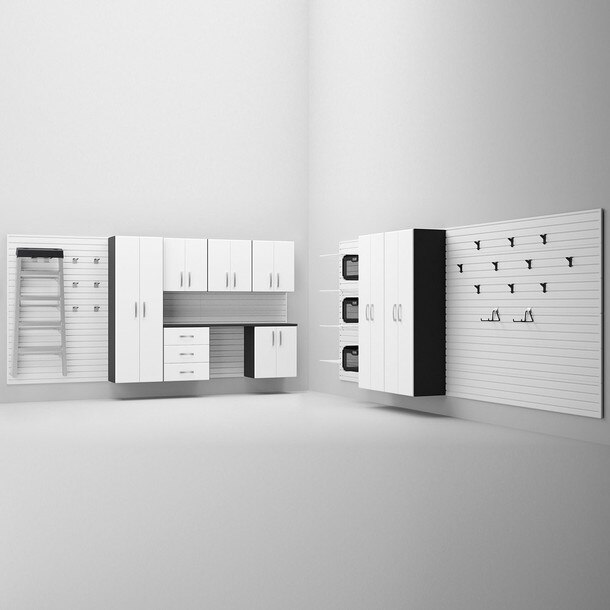 Flow Wall 9 Piece Jumbo Cabinet Storage Set - White/White