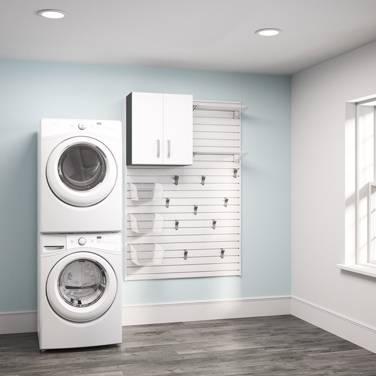 Flow Wall Laundry Cabinet Set - White/White