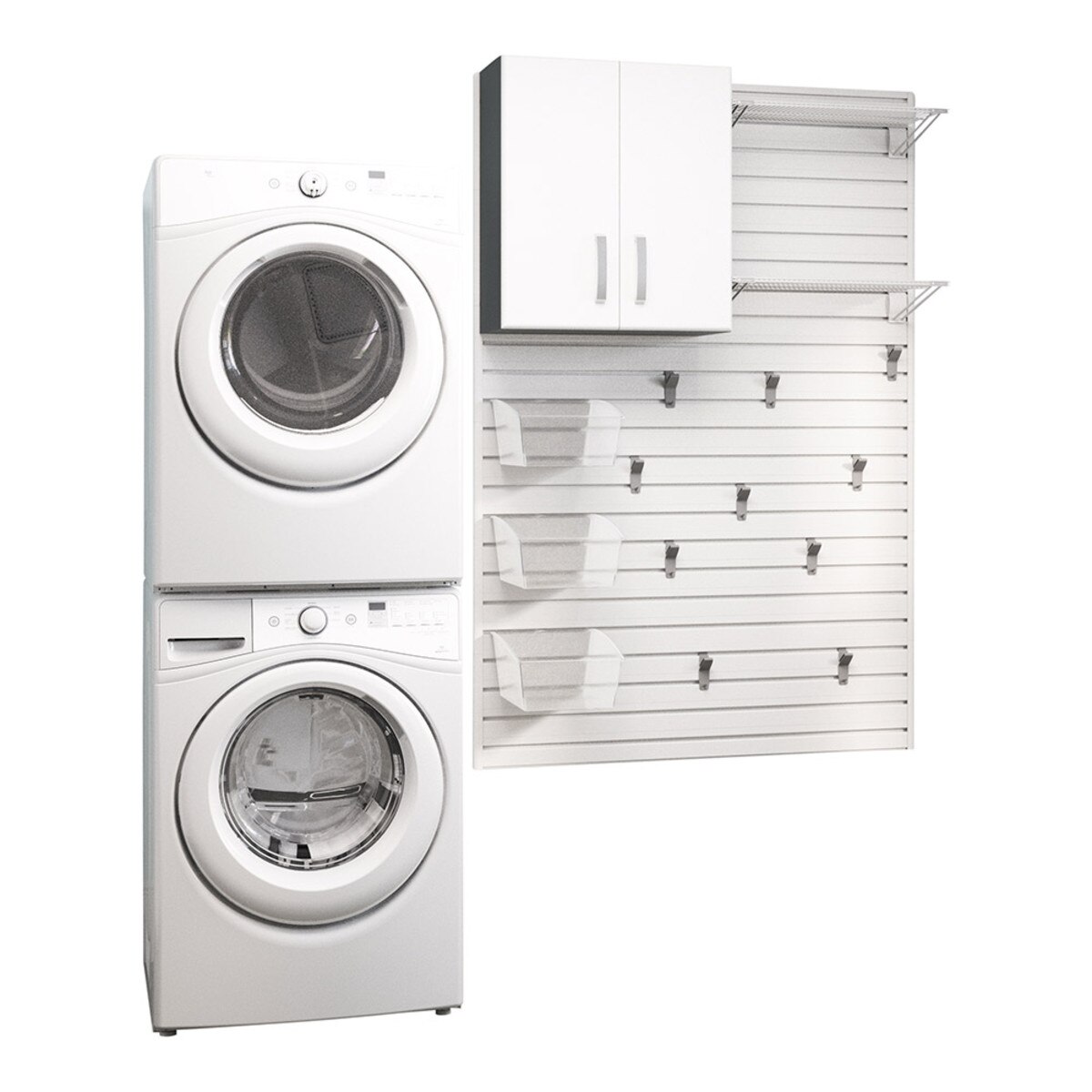 Flow Wall Laundry Cabinet Set - White/White