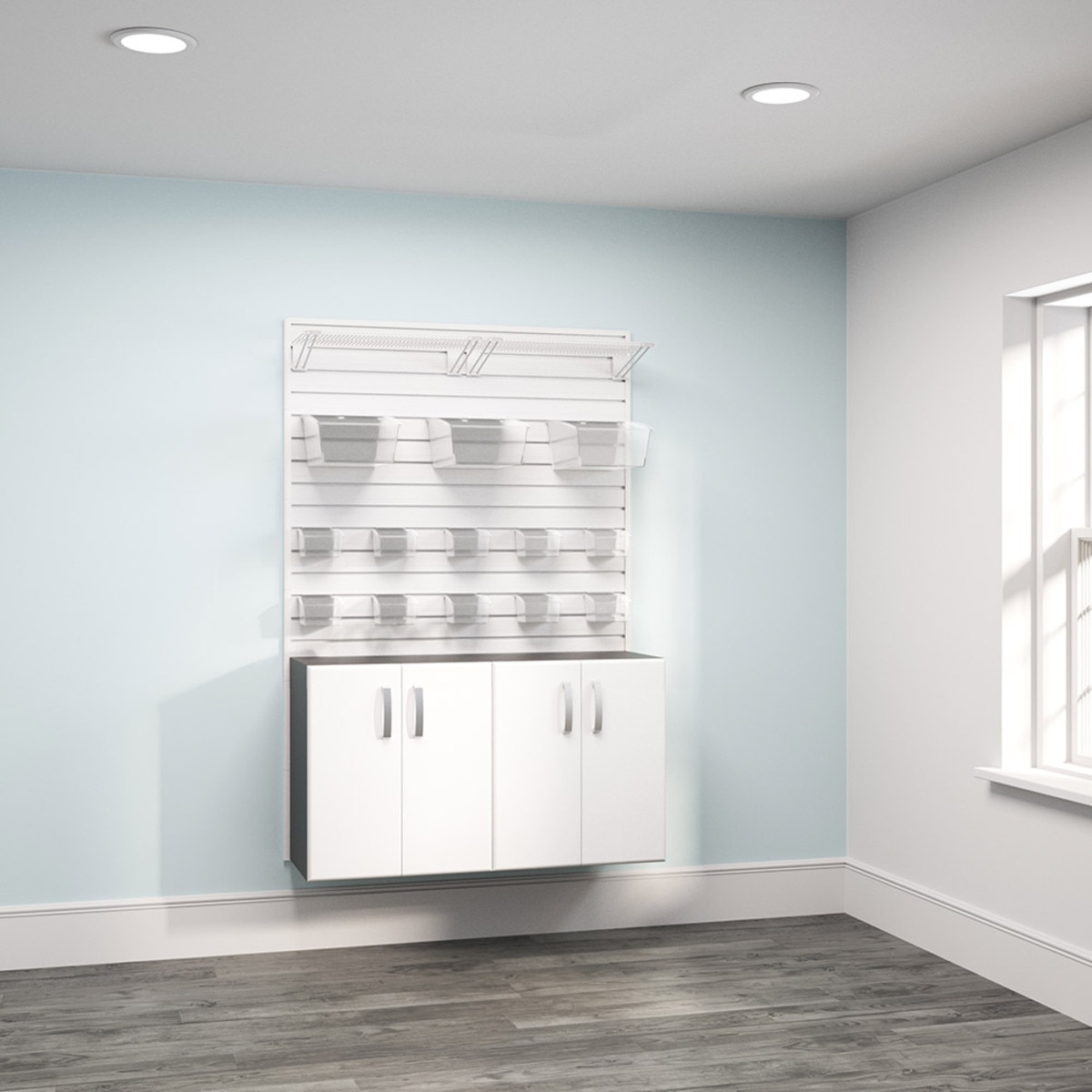 Flow Wall 2 Piece Laundry Cabinet Set - White/White