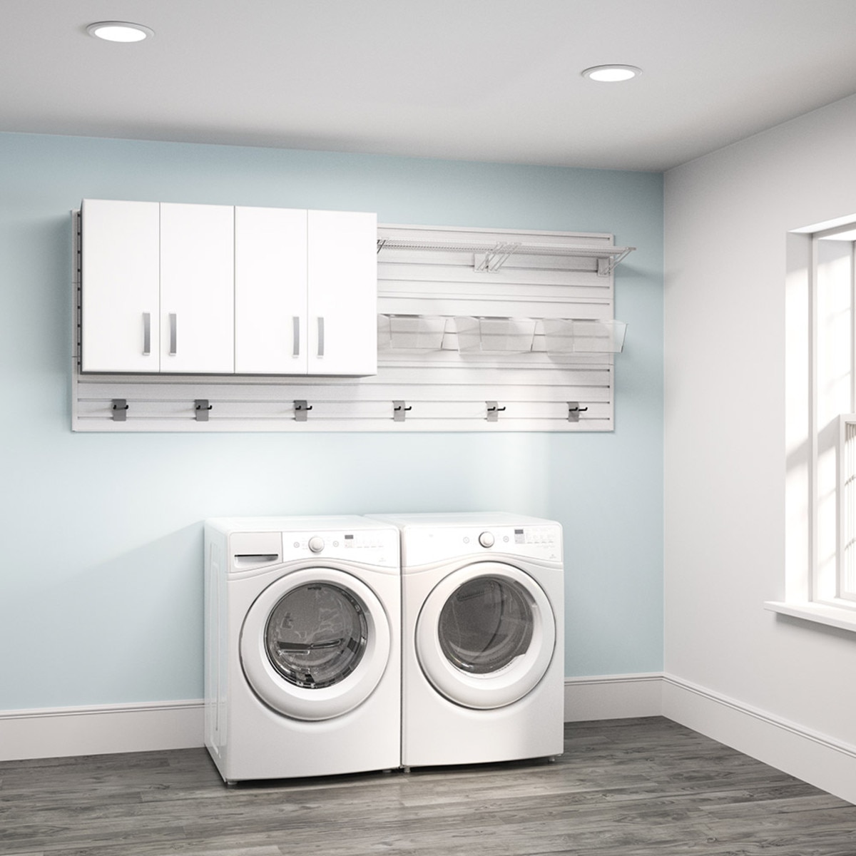 Flow Wall 2 Piece Laundry Cabinet Set - White/White