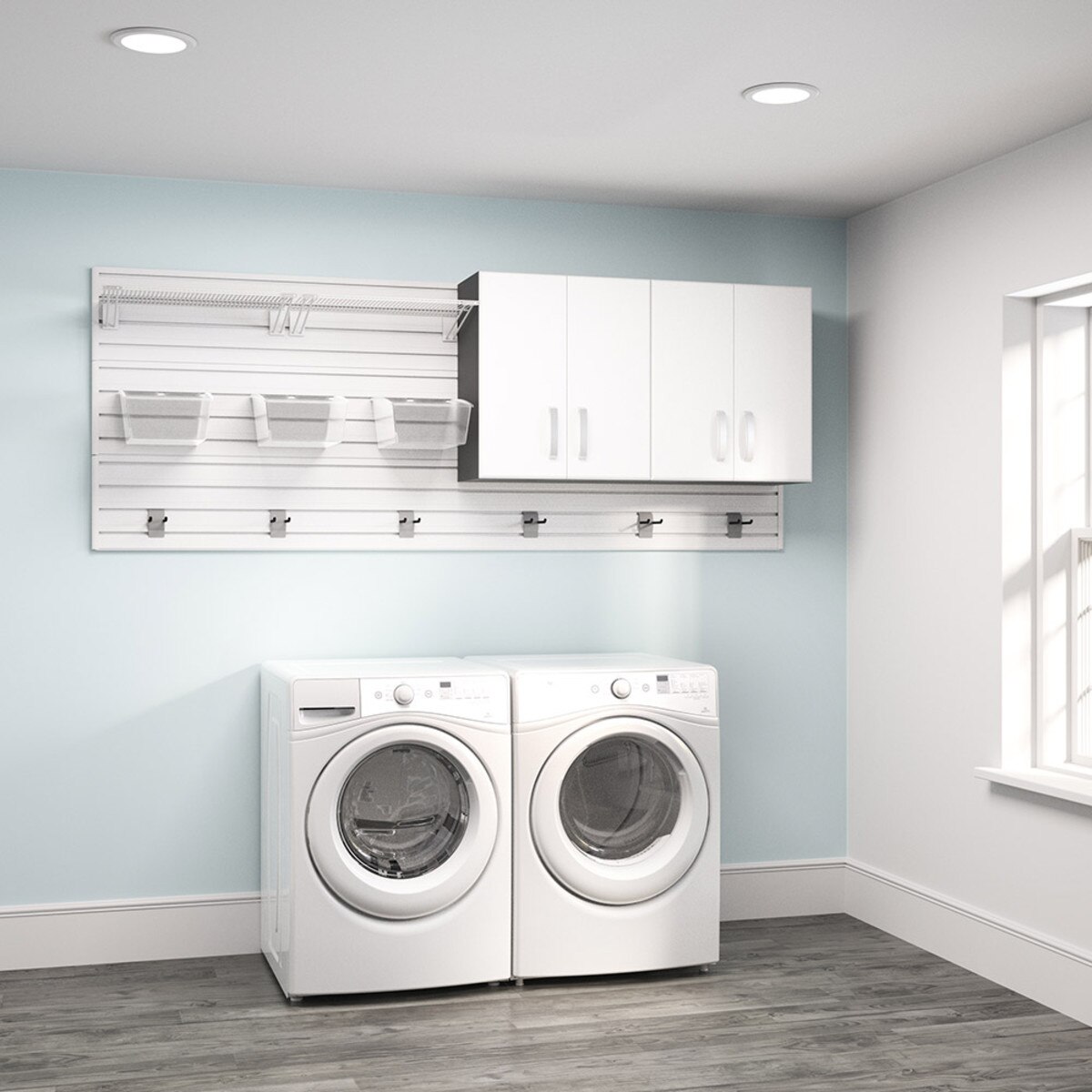 Flow Wall 2 Piece Laundry Cabinet Set - White/White