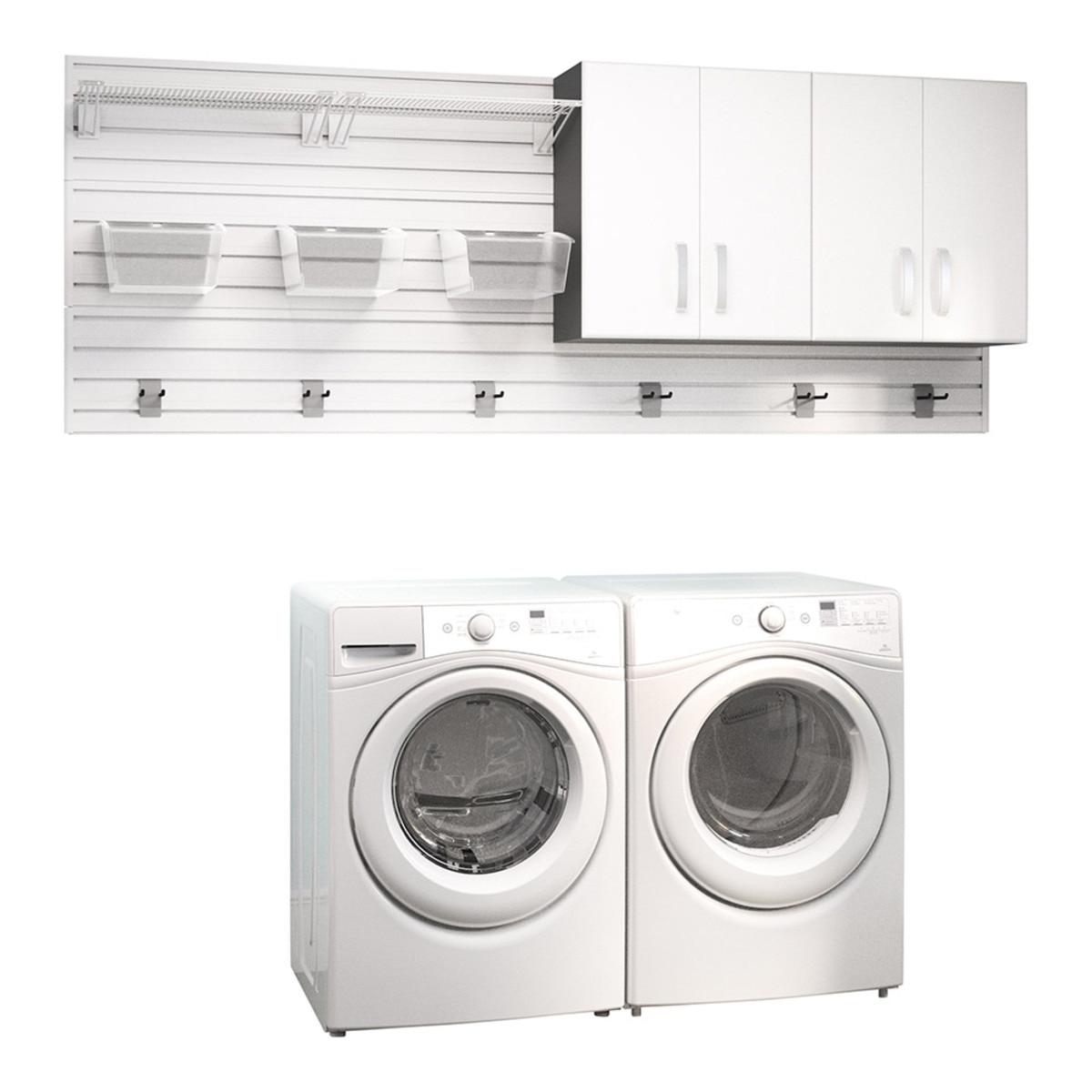 Flow Wall 2 Piece Laundry Cabinet Set - White/White