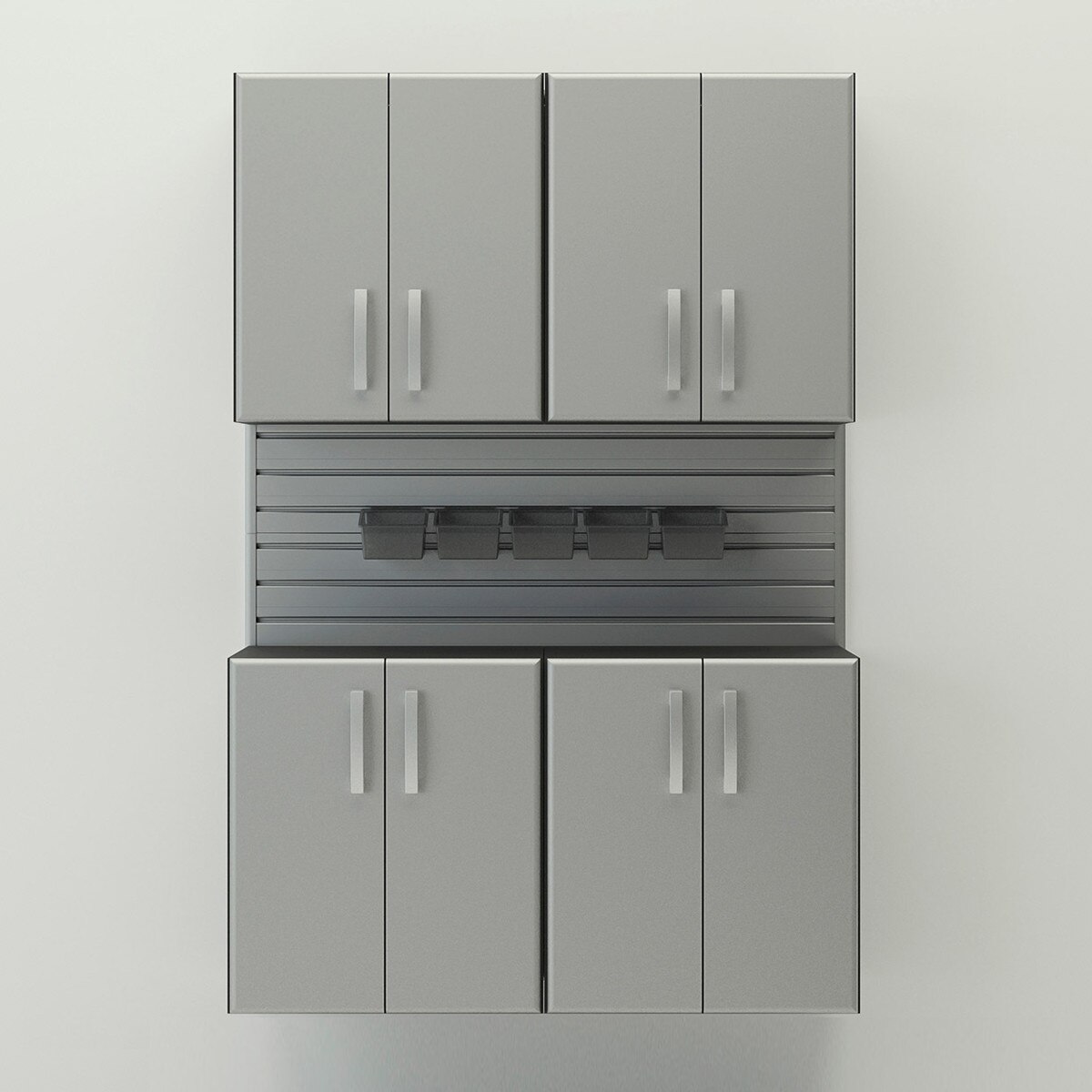 Flow Wall 4 Piece Cabinet Set - Silver