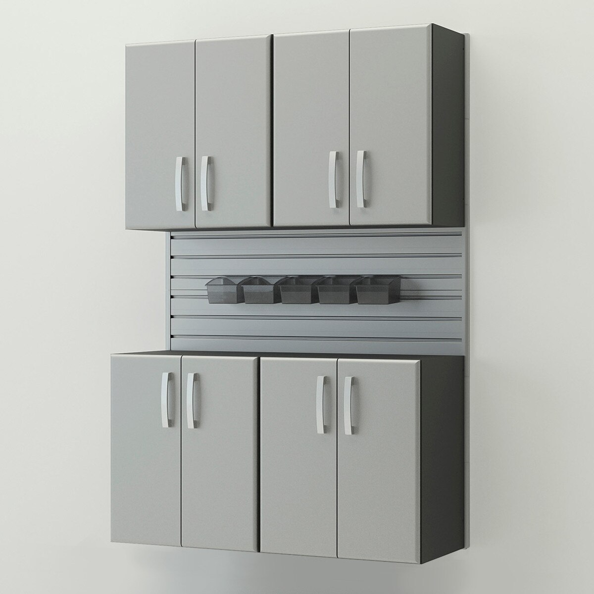 Flow Wall 4 Piece Cabinet Set - Silver