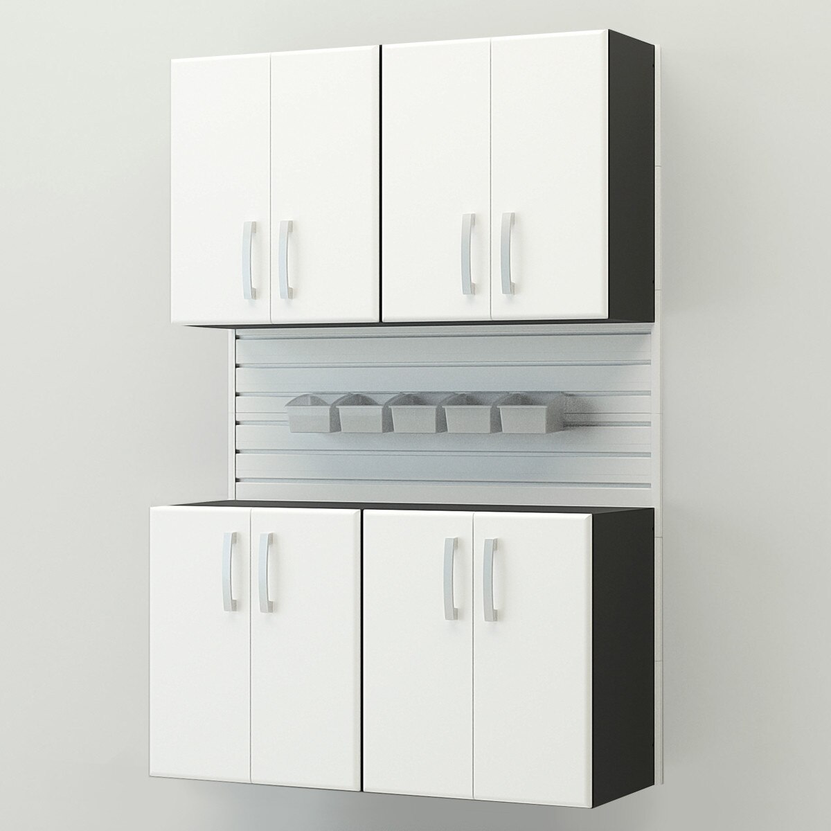 Flow Wall 4 Piece Cabinet Set - White