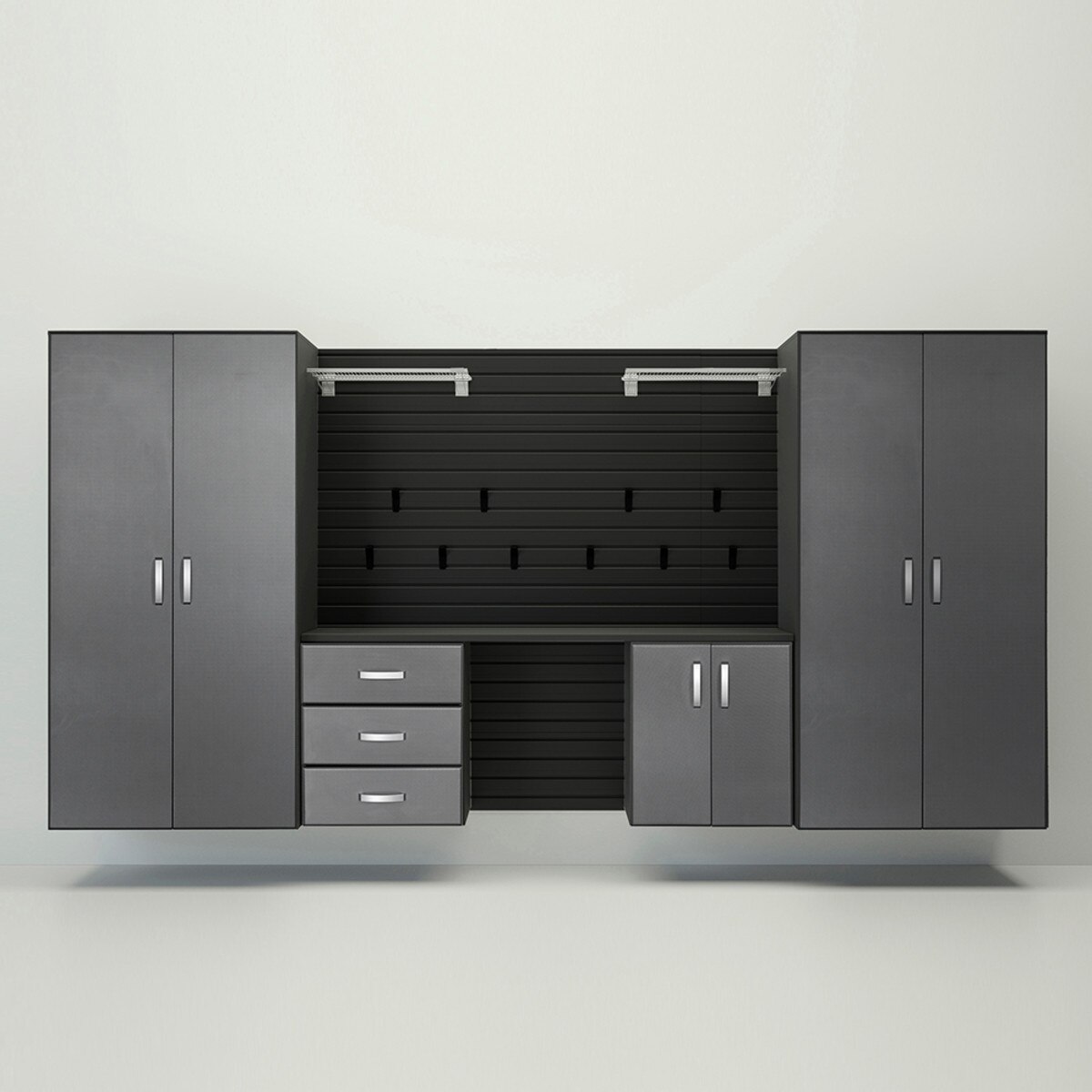 Flow Wall 5 Piece Deluxe Garage Workstation - Black/Graphite