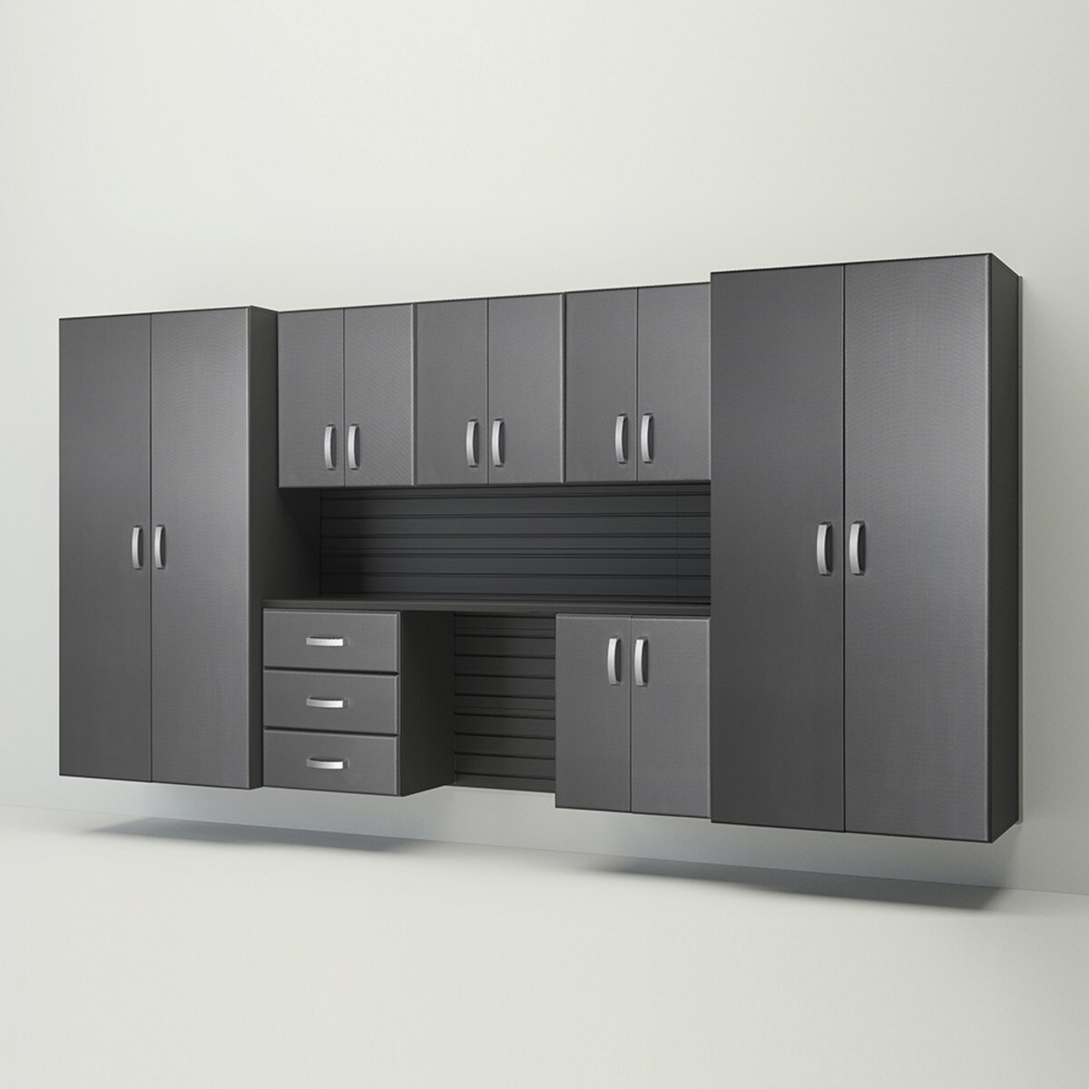 Flow Wall 8 Piece Cabinet Deluxe Workstation - Graphite/Black
