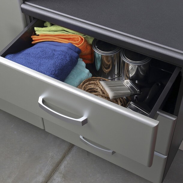 10 Piece Slatwall Panel, Jumbo Cabinet & Workstation Storage Set - Silver Slatwall / Silver Cabinets