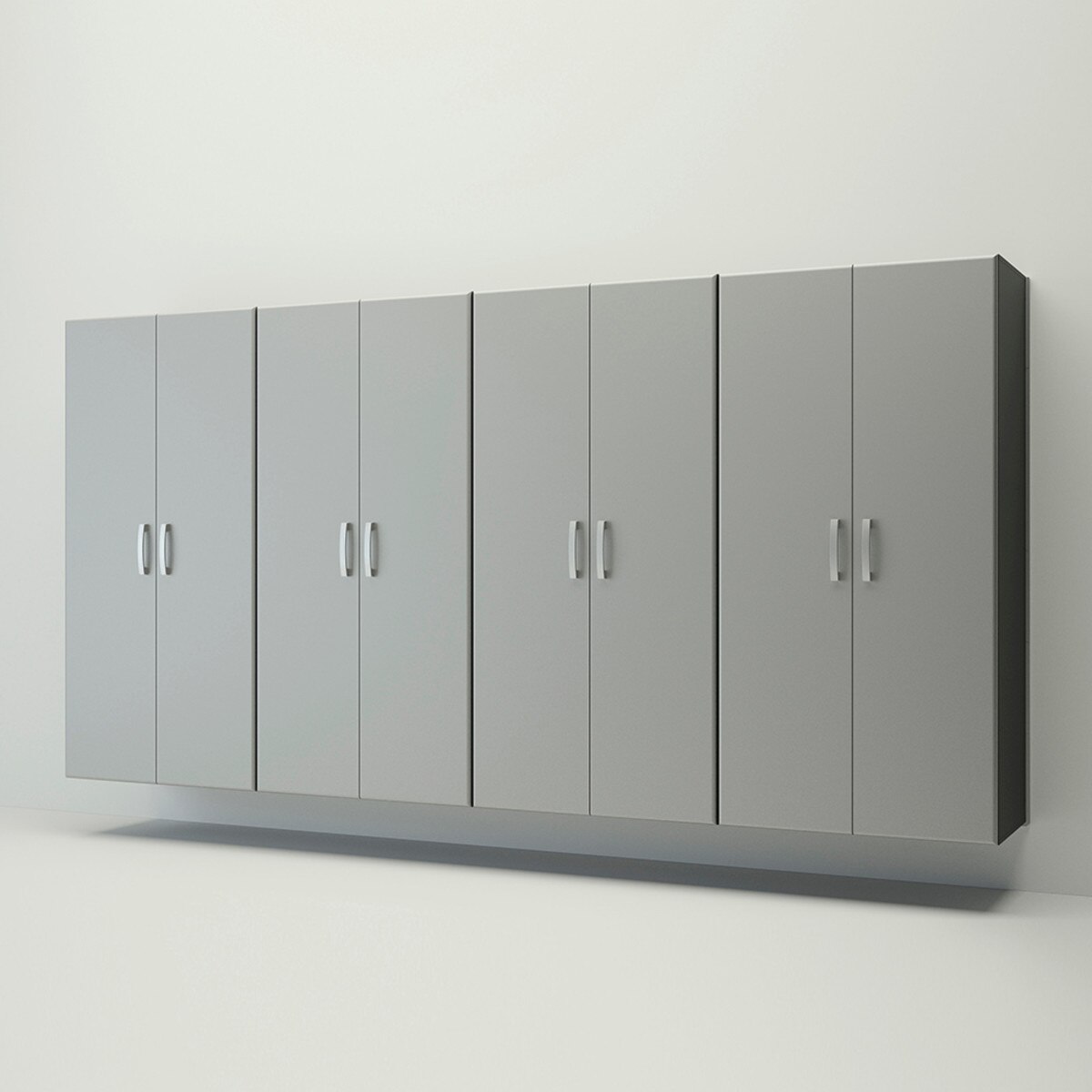 Flow Wall 4 Piece Jumbo Cabinet Storage Center - Silver/Silver