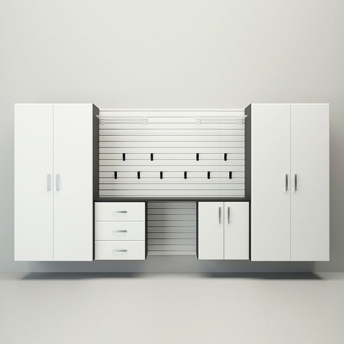 Flow Wall 5 Piece Deluxe Garage Workstation - White