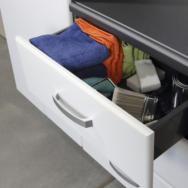 Flow Wall 8 Piece Cabinet Deluxe Workstation - White/White
