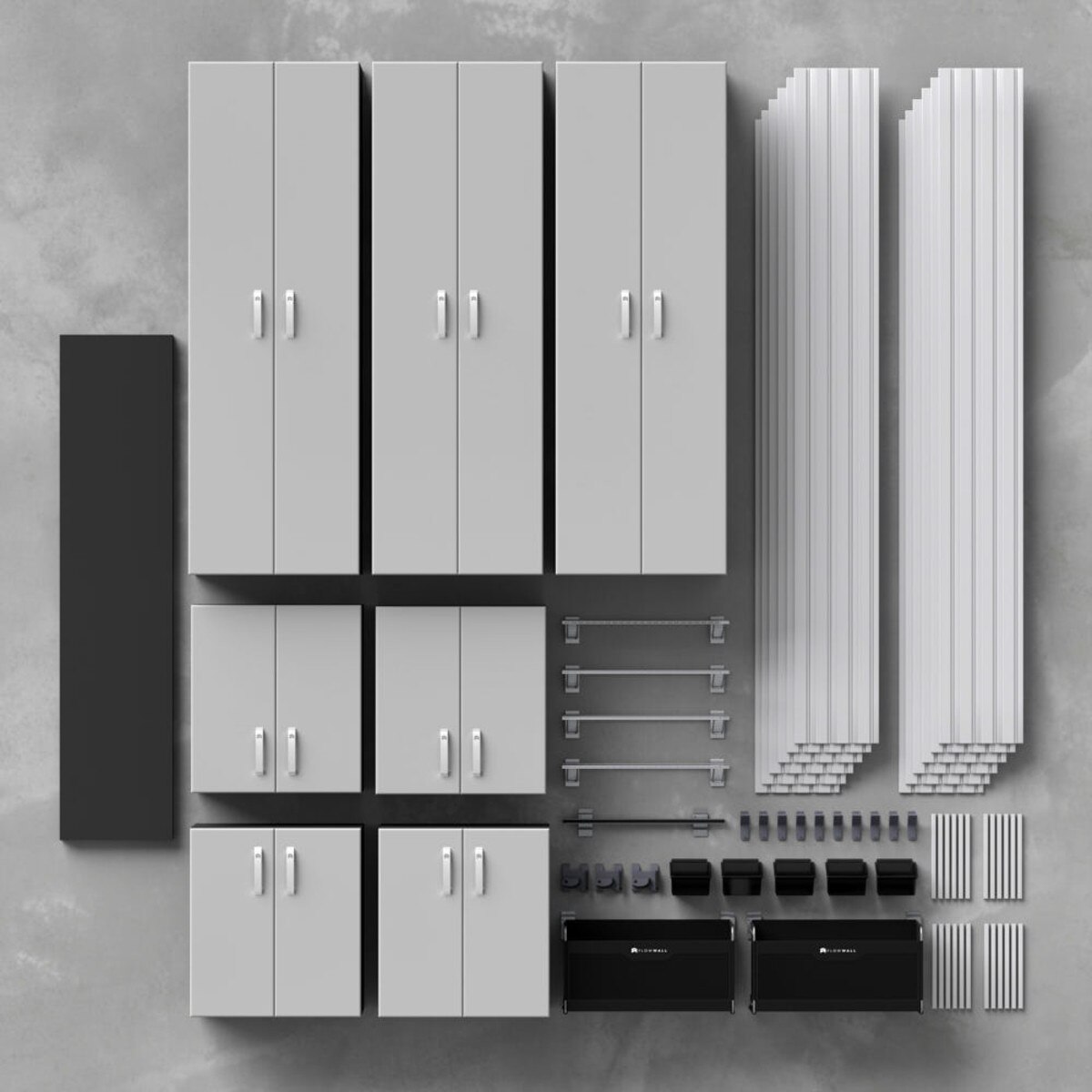 Flow Wall 8 Piece Deluxe Workstation - Silver/Silver