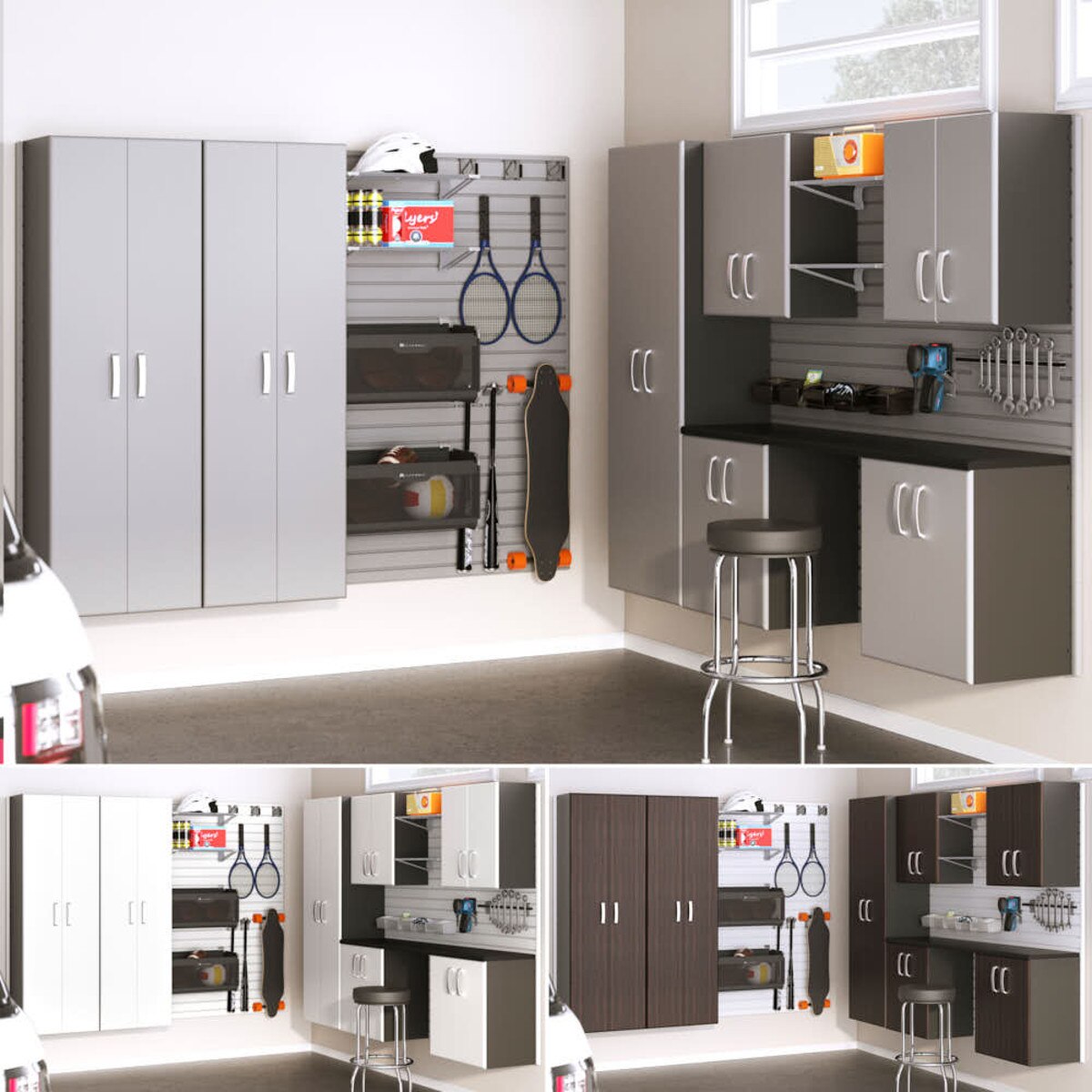 Flow Wall 8 Piece Deluxe Workstation - Silver/Silver