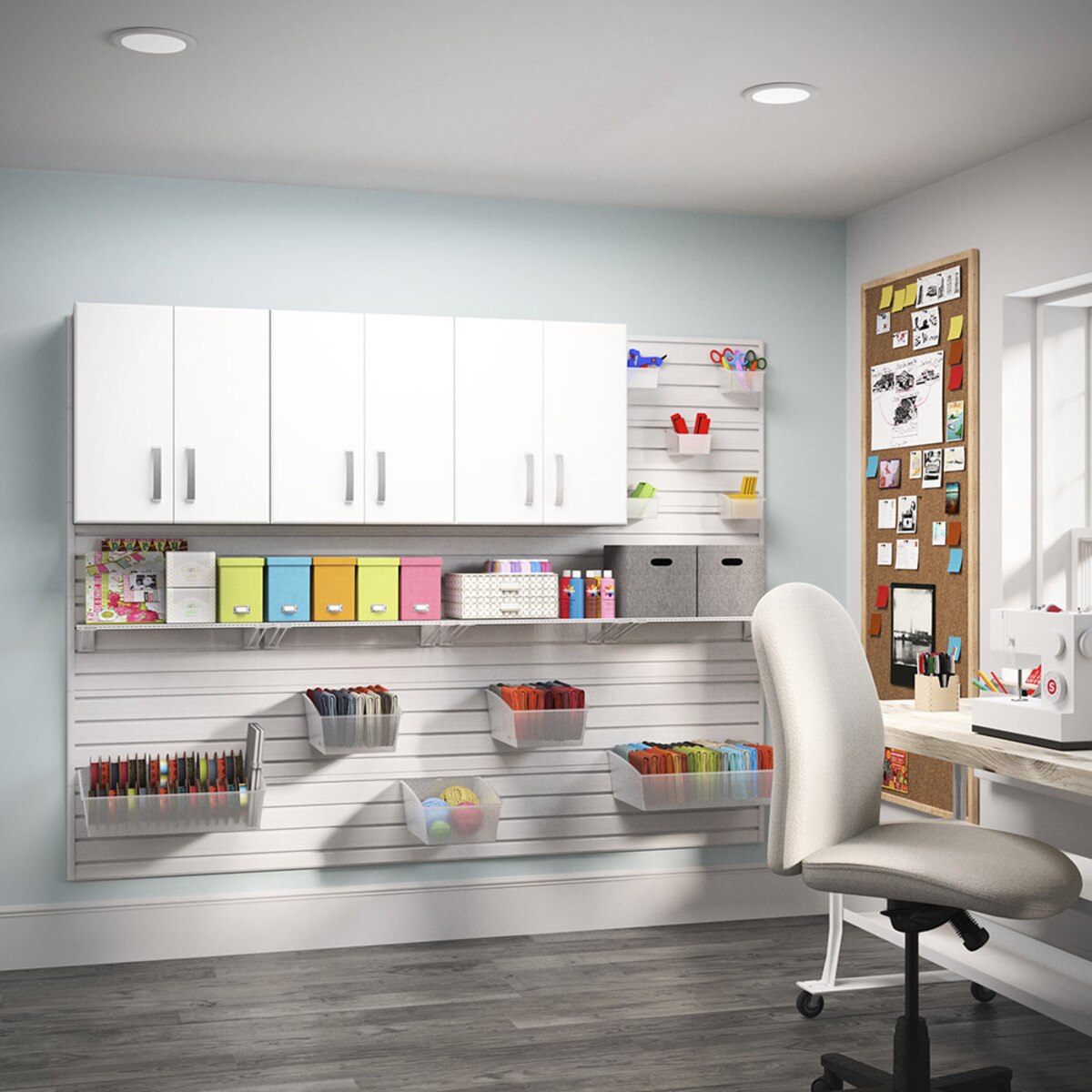 Flow Wall 3 Piece Craft Cabinet Set - White/White