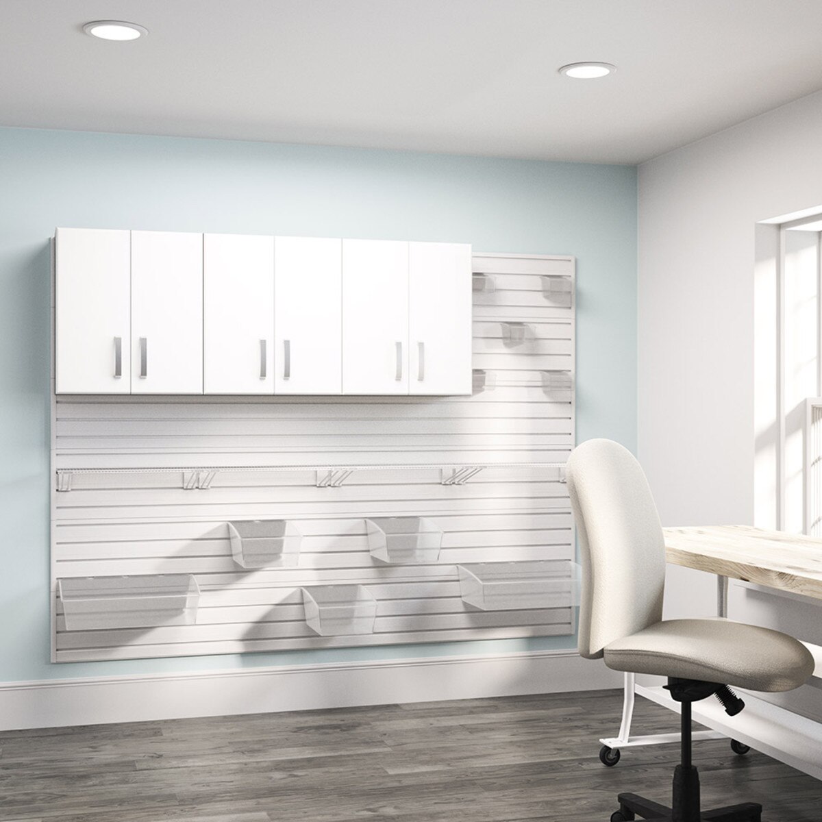 Flow Wall 3 Piece Craft Cabinet Set - White/White