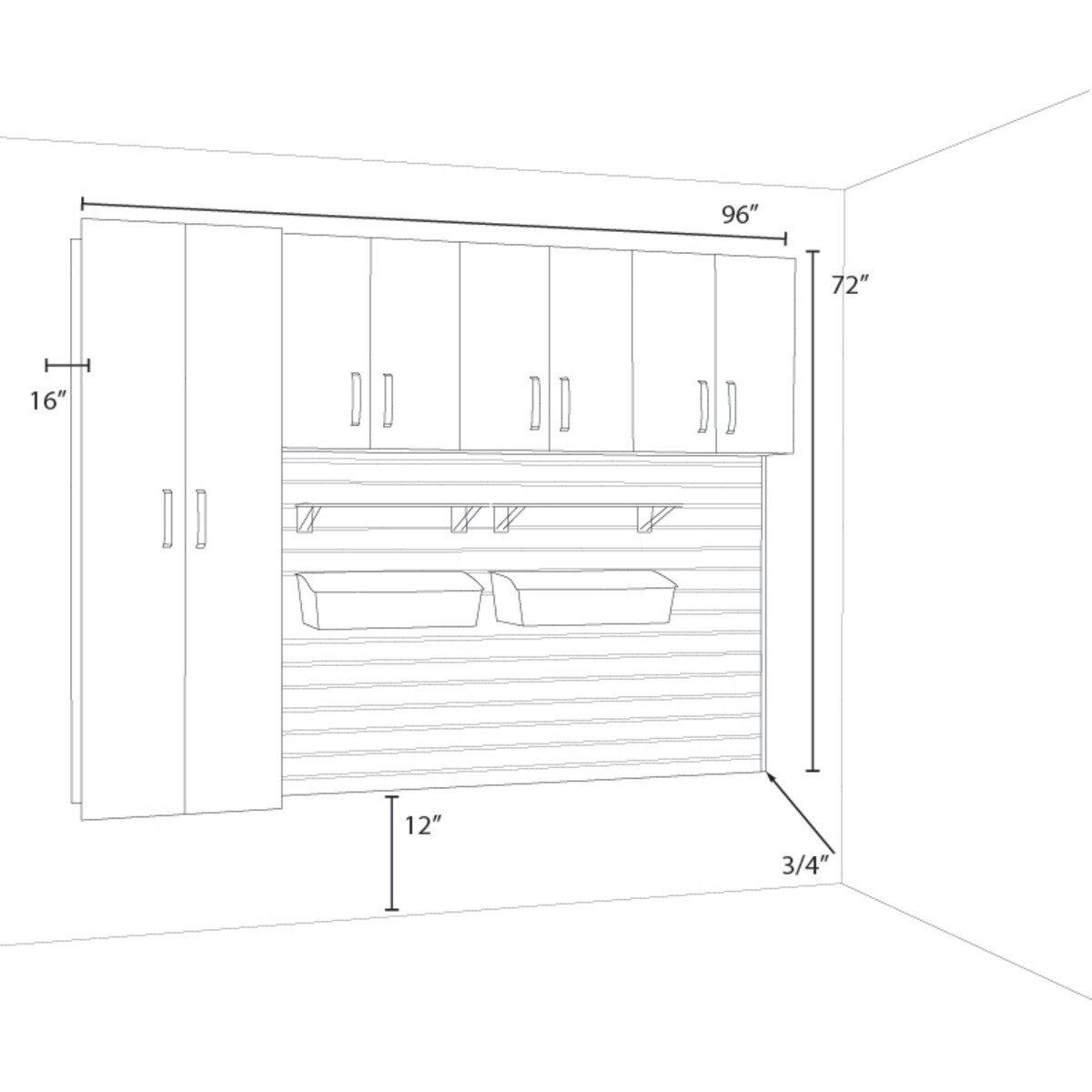Flow Wall 4 Piece Laundry Cabinet Set - White
