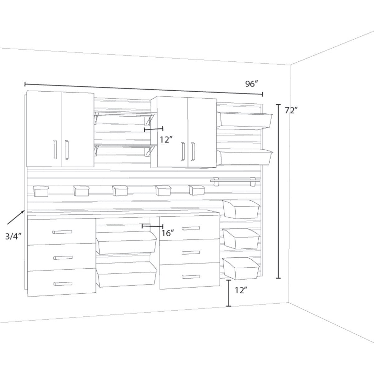 Flow Wall 5 Piece Craft Cabinet Set - White