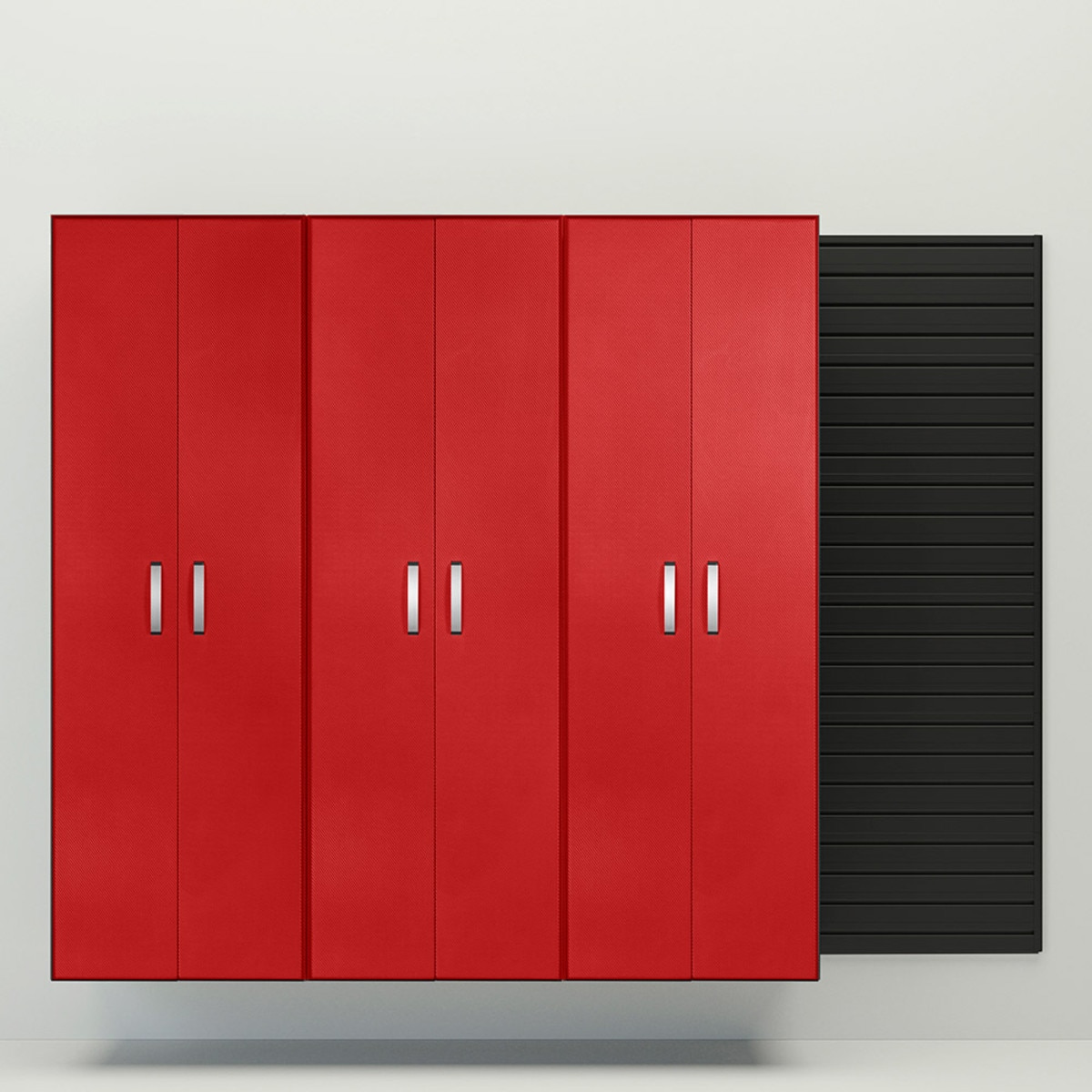 Flow Wall 3 Piece Tall Cabinet Storage Set - Black / Red Carbon