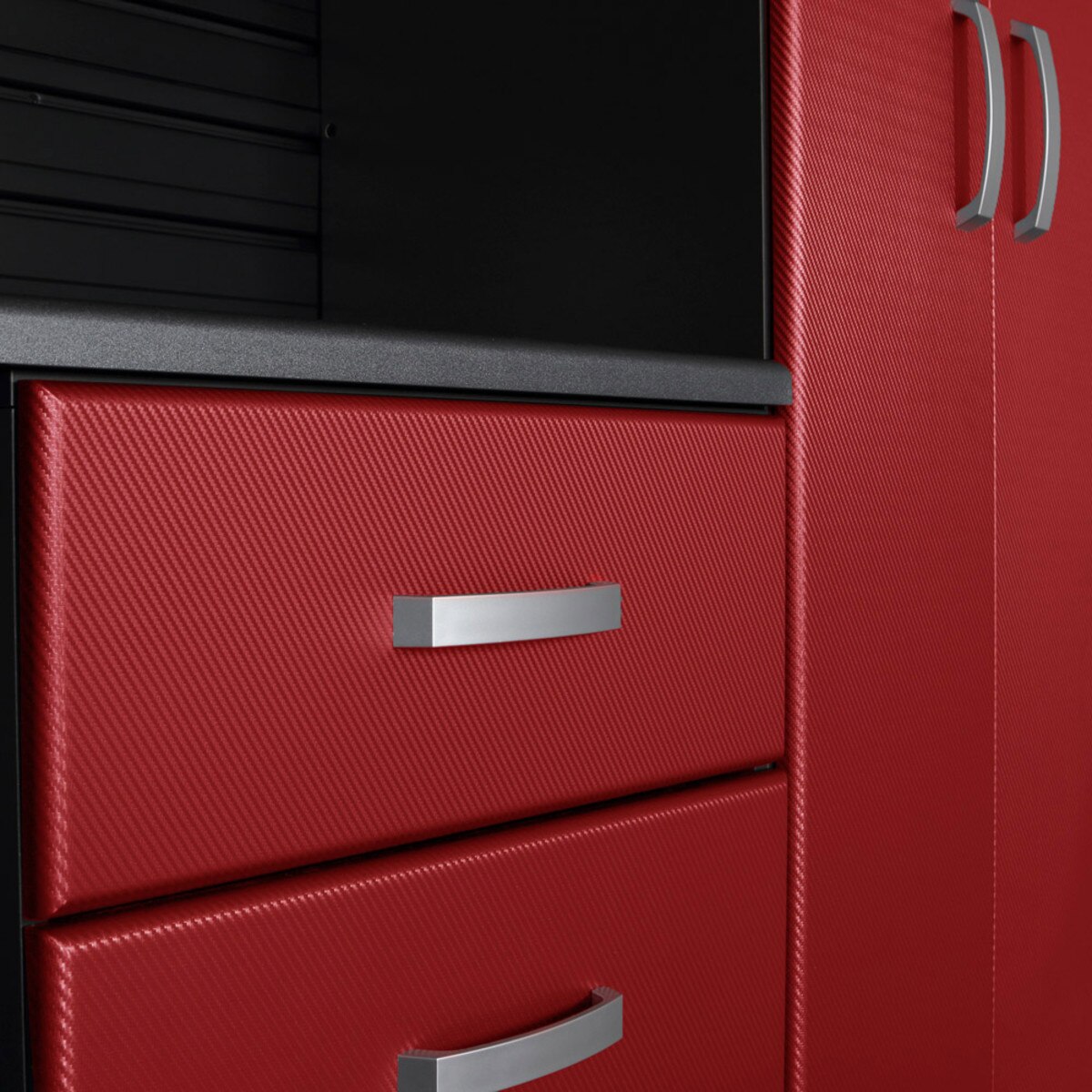 Flow Wall 3 Piece Tall Cabinet Storage Set - Black / Red Carbon