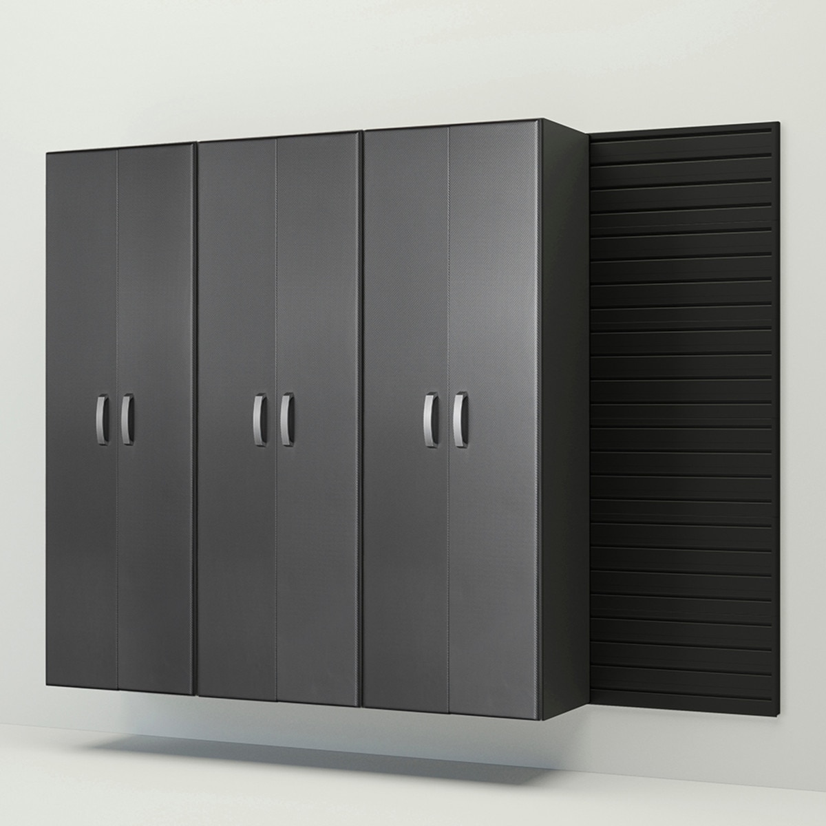 Flow Wall 3 Piece Tall Cabinet Storage Set - Graphite/Black