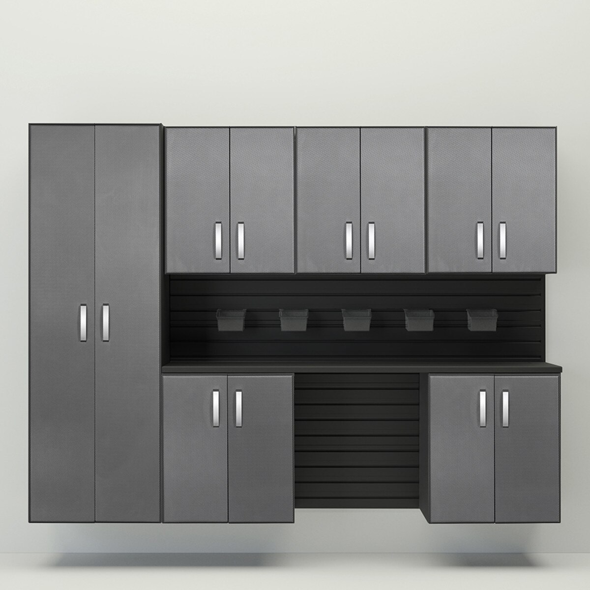 Flow Wall 8 Piece Cabinet Set - Black/Graphite