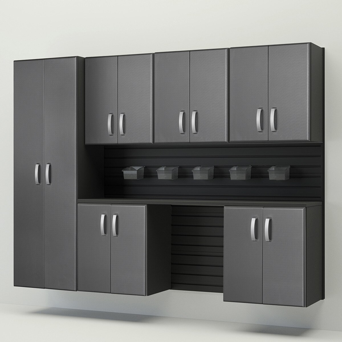 Flow Wall 8 Piece Cabinet Set - Black/Graphite