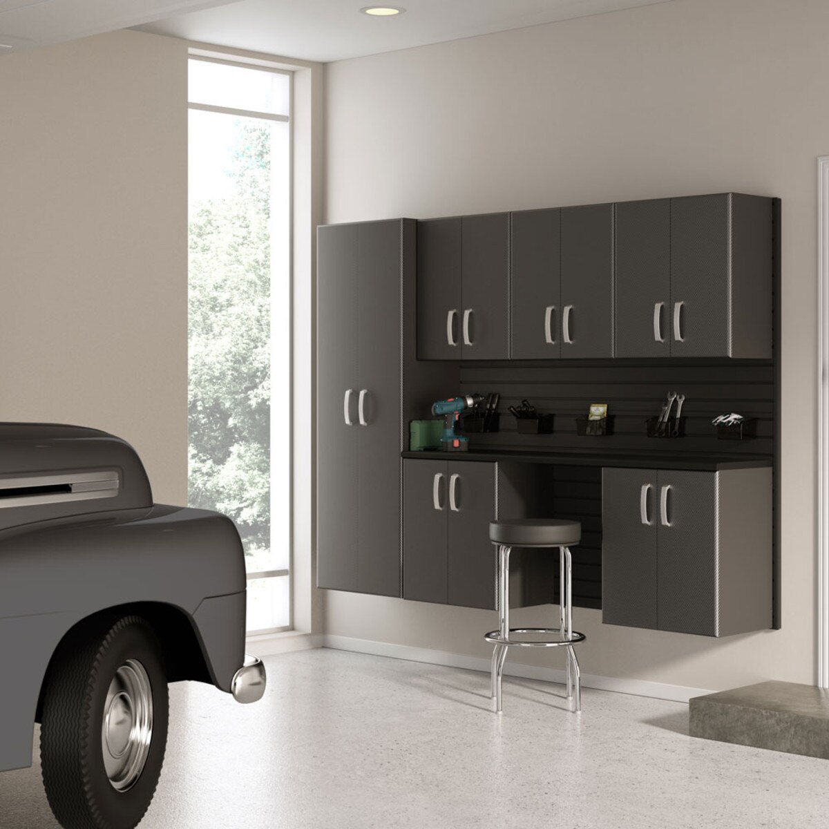 Flow Wall 8 Piece Cabinet Set - Black/Graphite