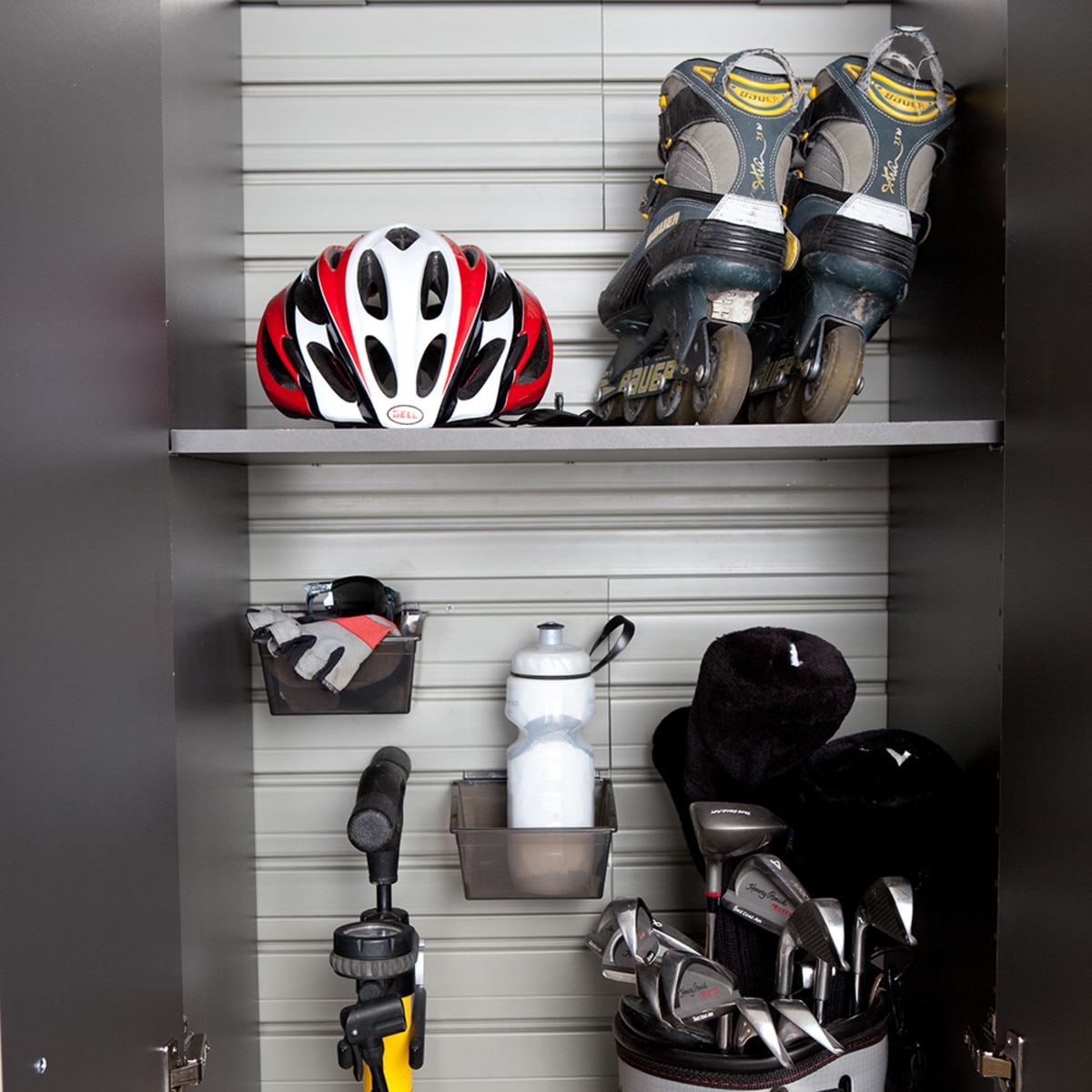 Flow Wall 3 Piece Tall Cabinet Storage Set - Silver/Silver