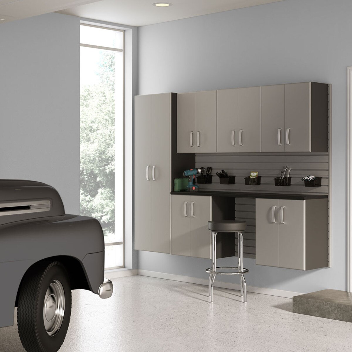 Flow Wall 7 Piece Cabinet Storage Set - Silver