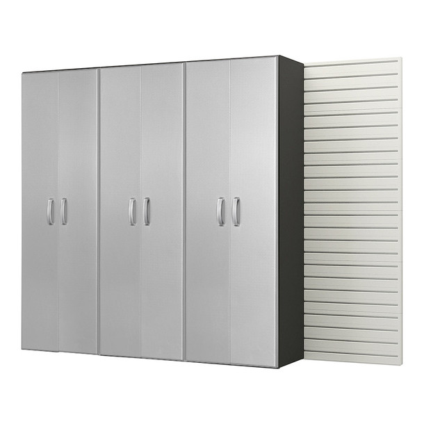 3pc Tall Cabinet Storage Set - White/Platinum Carbon