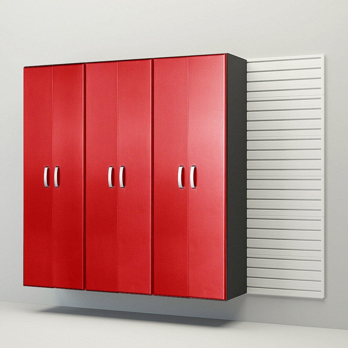 Flow Wall 3pc Tall Cabinet Storage Set - White/Red Carbon