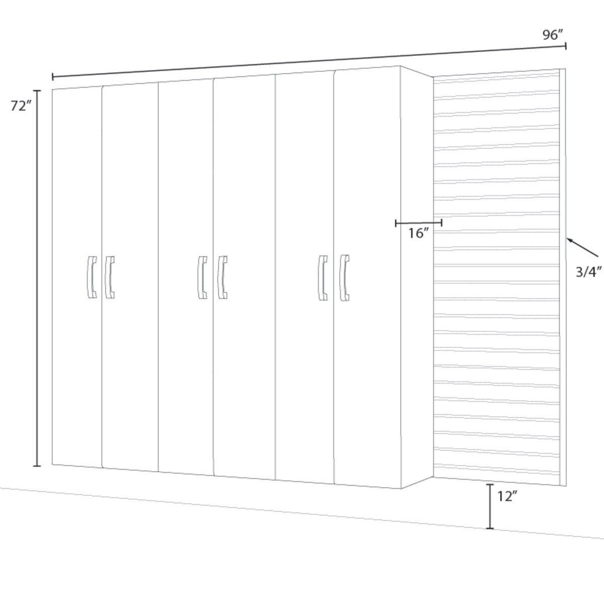 Flow Wall 3pc Tall Cabinet Storage Set - White/Red Carbon