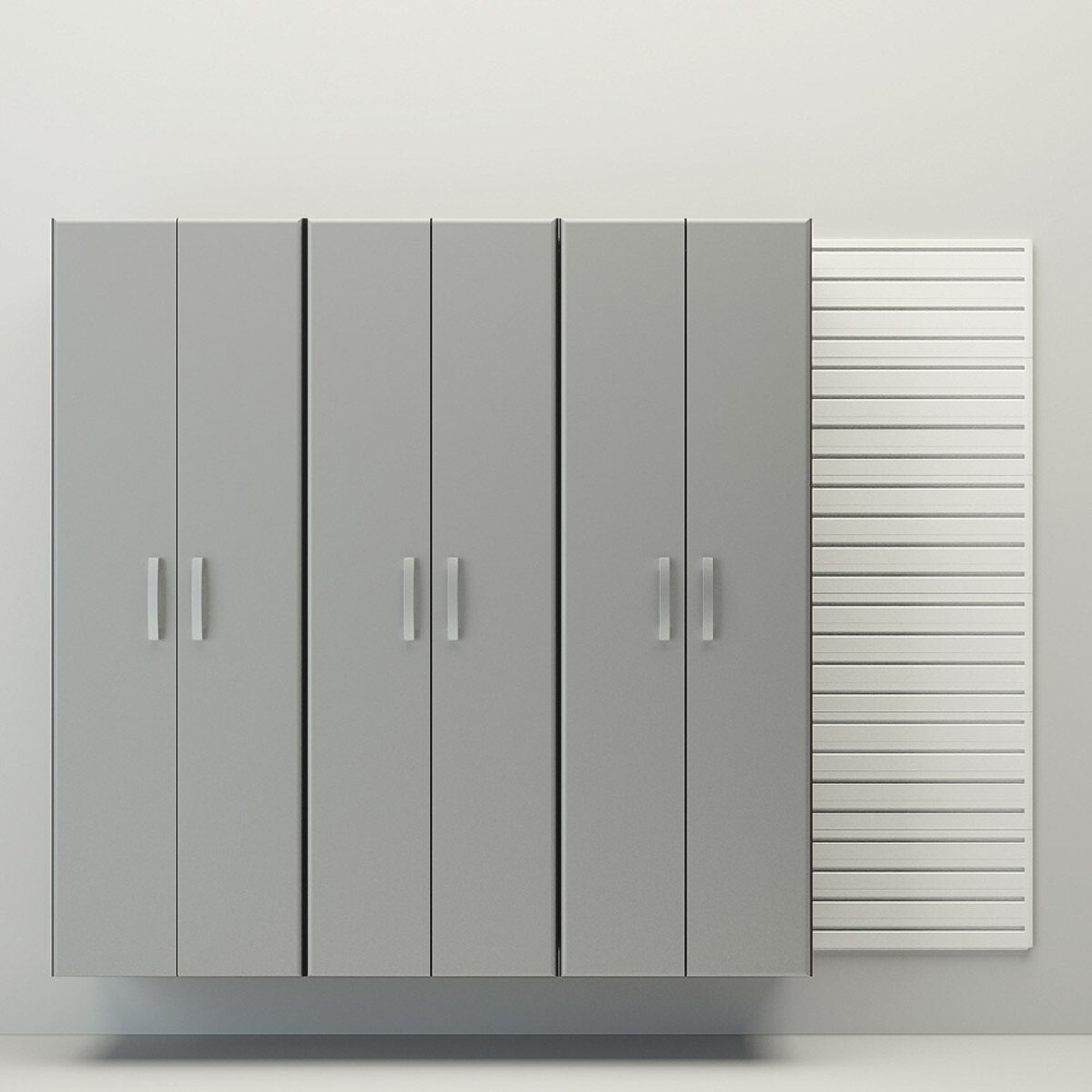 Flow Wall 3 Piece Tall Cabinet Storage Set - Silver/White